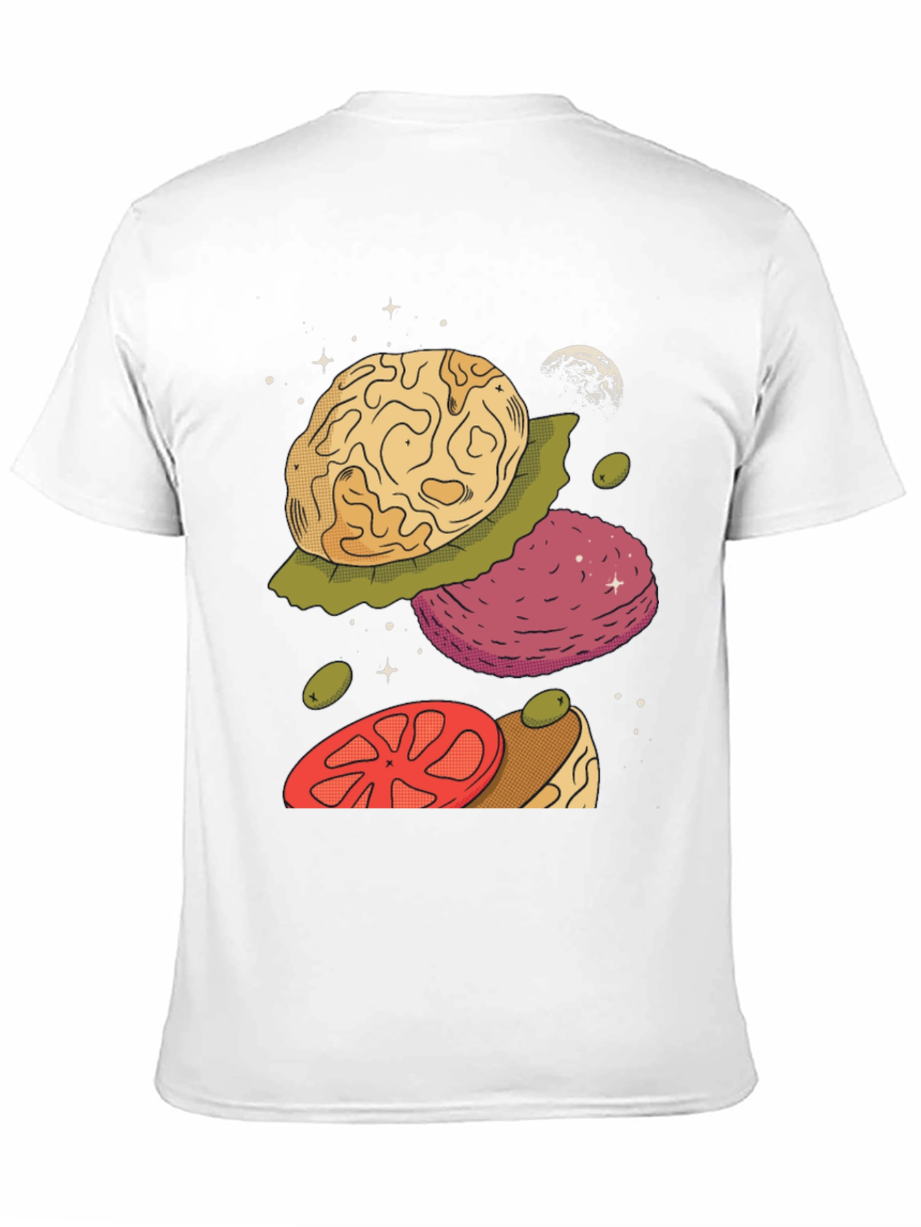 Black Cosmic Burger Graphic Tee - Unique Space Food Design view 11