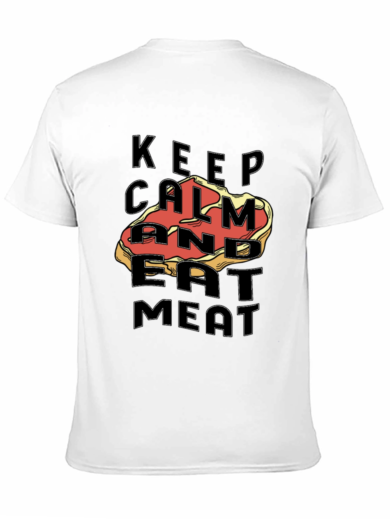 Black Keep Calm & Eat Meat Graphic Tee - Premium Black T-Shirt view 11
