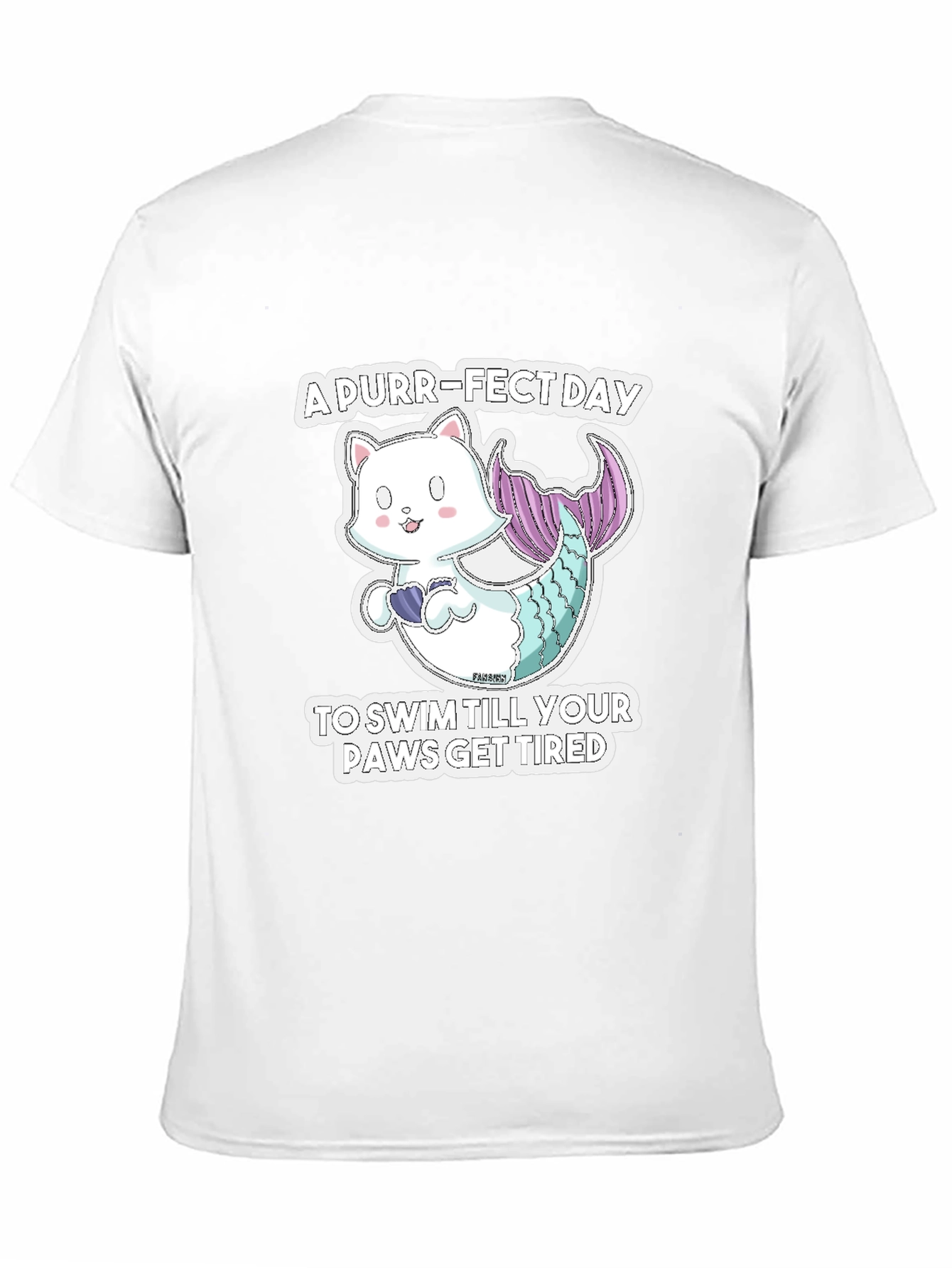 Black Purr-Fect Day Cat Mermaid Graphic Tee view 11