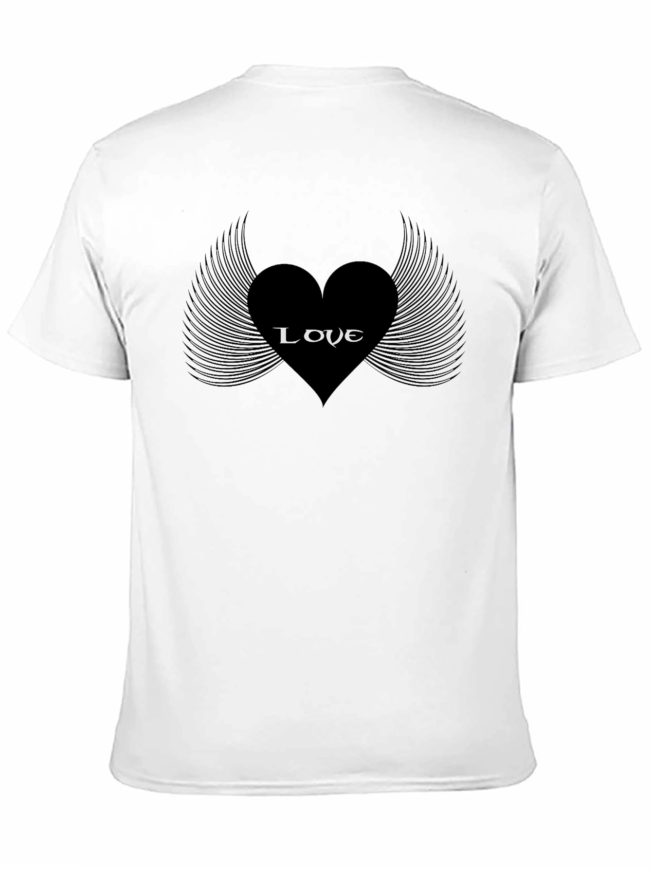 Black Love Heart Wings Graphic Tee - Stylish Black T-Shirt view 11