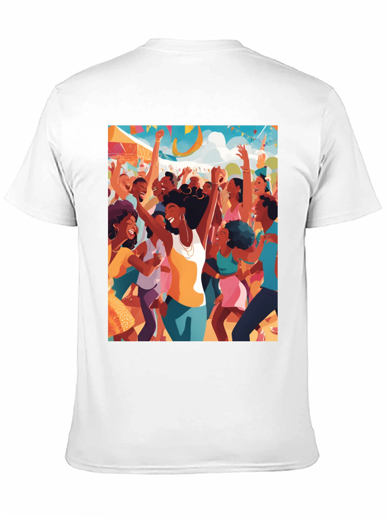 Black Festive Crowd Graphic Tee - Black Cotton Comfort view 11