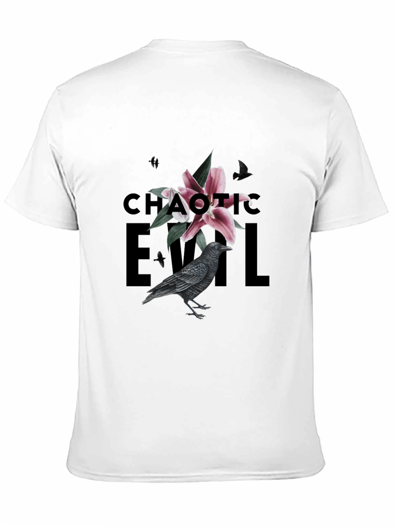 Black Chaotic Evil Raven Graphic Tee - Men's Black T-Shirt view 11