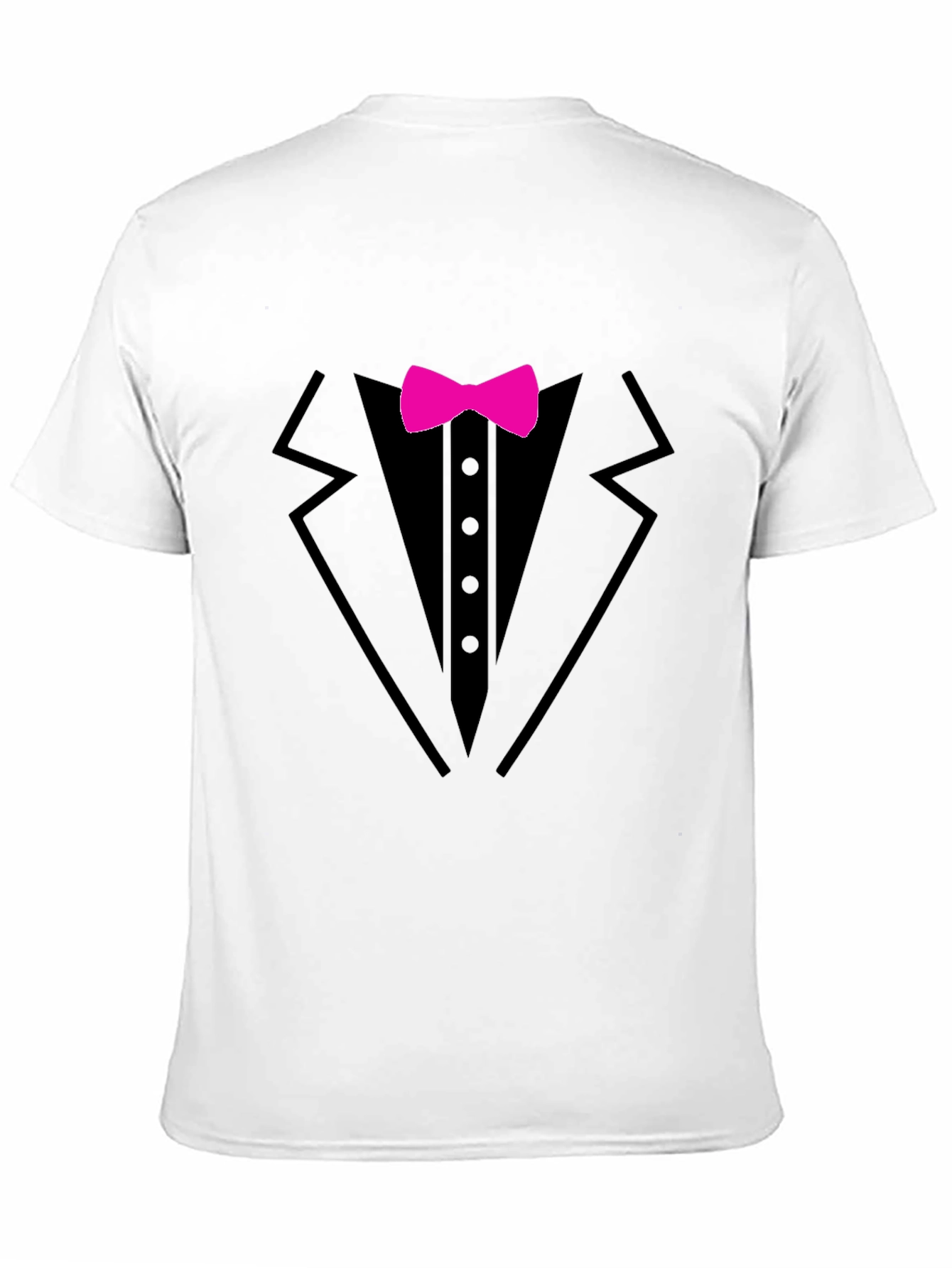 Black Tuxedo T-Shirt with Pink Bow Tie - Fun Formal Wear view 11