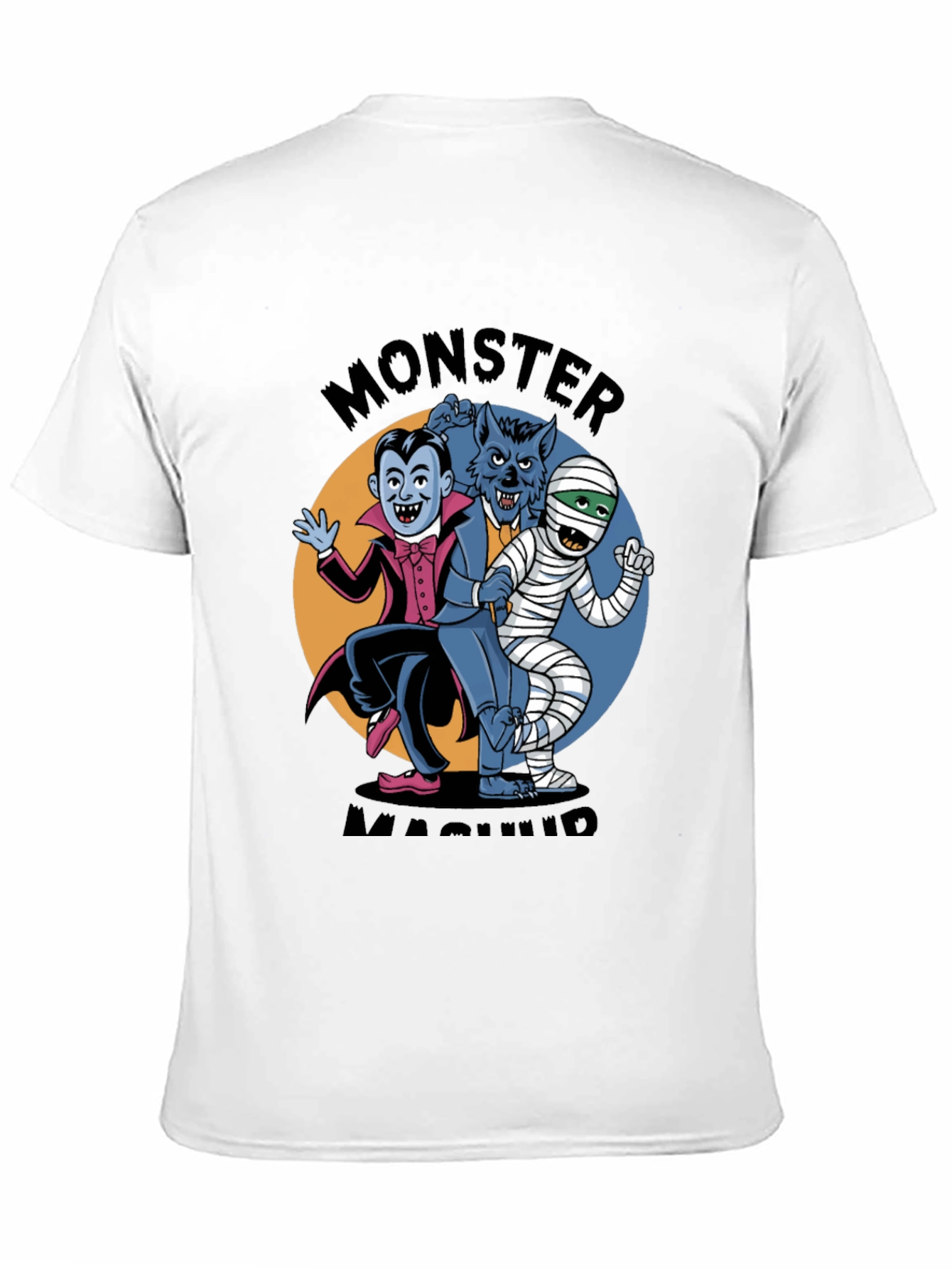 Black Monster Mash T-Shirt: Classic Horror Character Design view 11