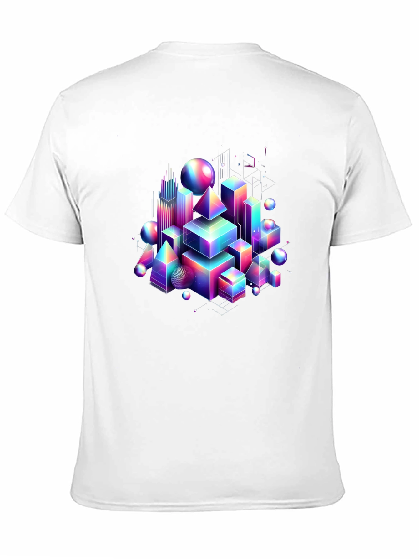 Black Geometric Rainbow T-Shirt - Modern Art Tee view 11