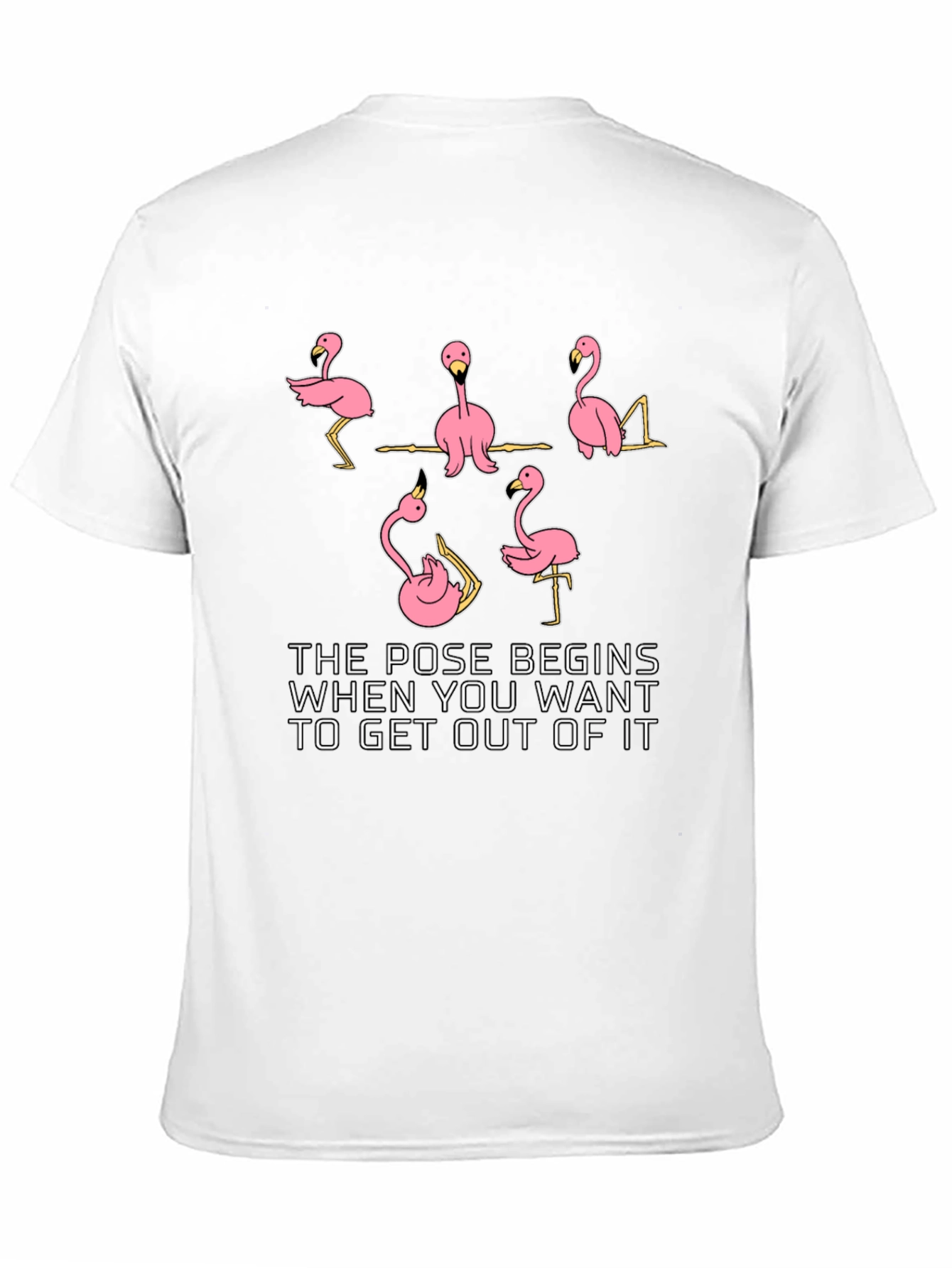 Black Funny Flamingo Yoga Pose Black T-Shirt view 11