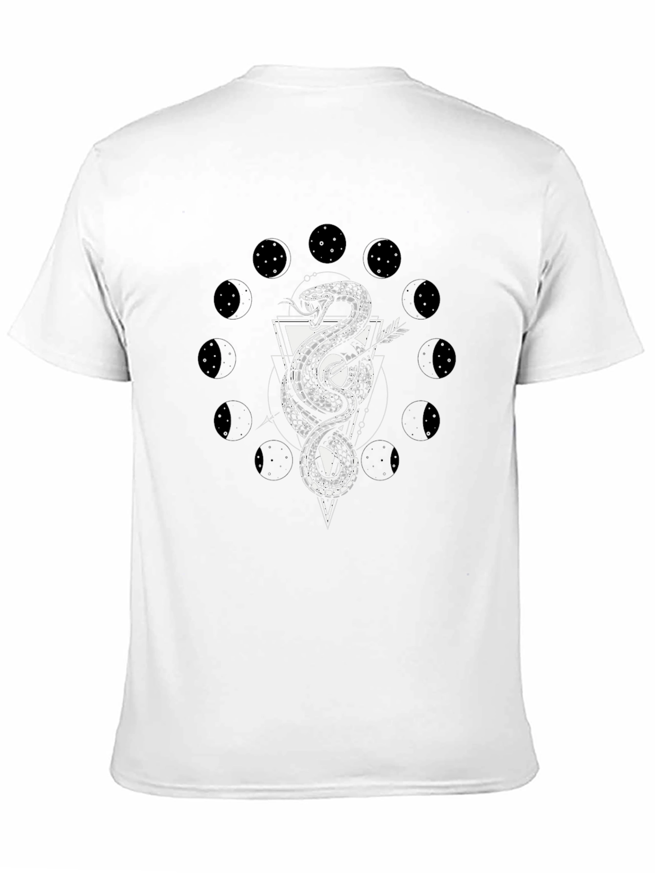 Black Snake Moon Phase Graphic Tee - Black Cotton T-Shirt view 11