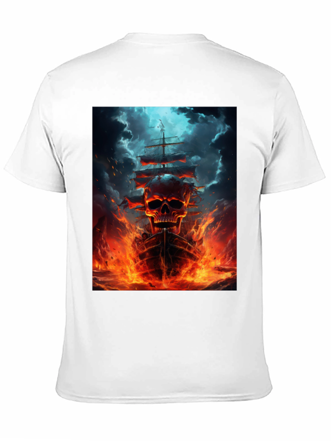 Black Skull Ship Graphic Black T-Shirt view 11