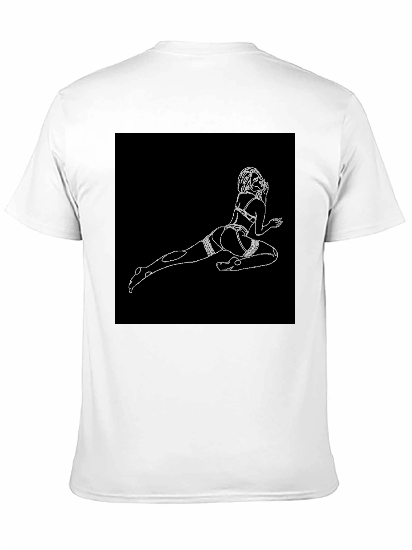 Black Black T-Shirt with Risque Line Art view 11