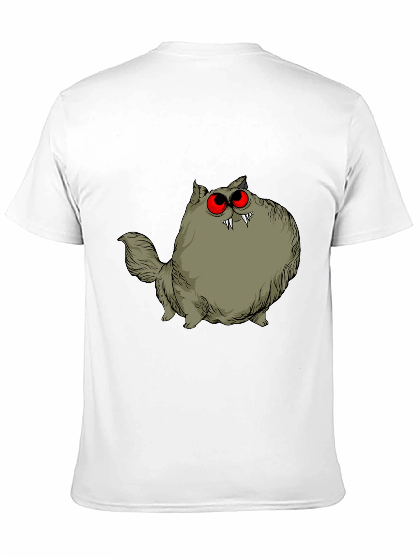 Black Creepy Cat Graphic Tee - Red Eyes, Fangs, Unique view 11