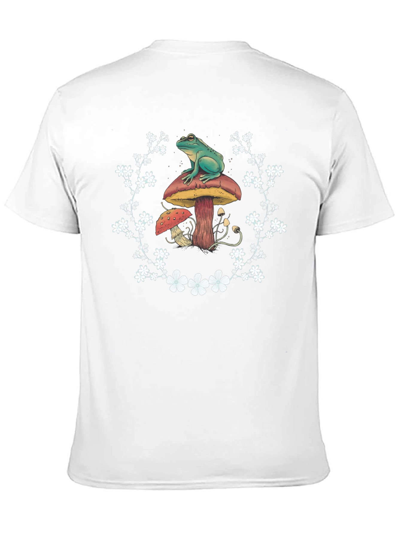 Black Frog and Mushroom T-Shirt - Unique Graphic Tee view 11