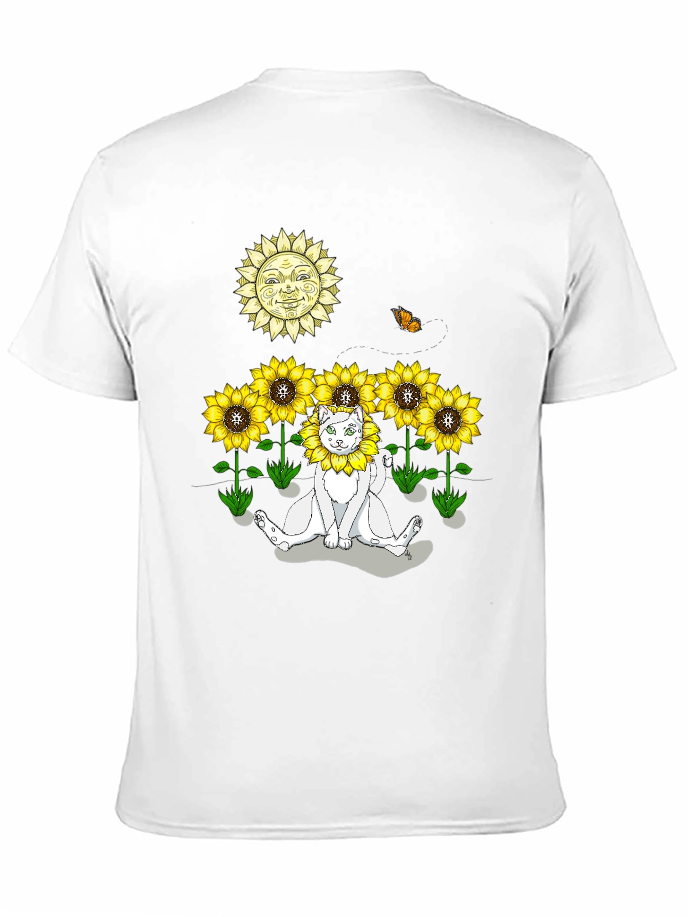 Black Sunflower Cat Graphic Tee - Black view 11