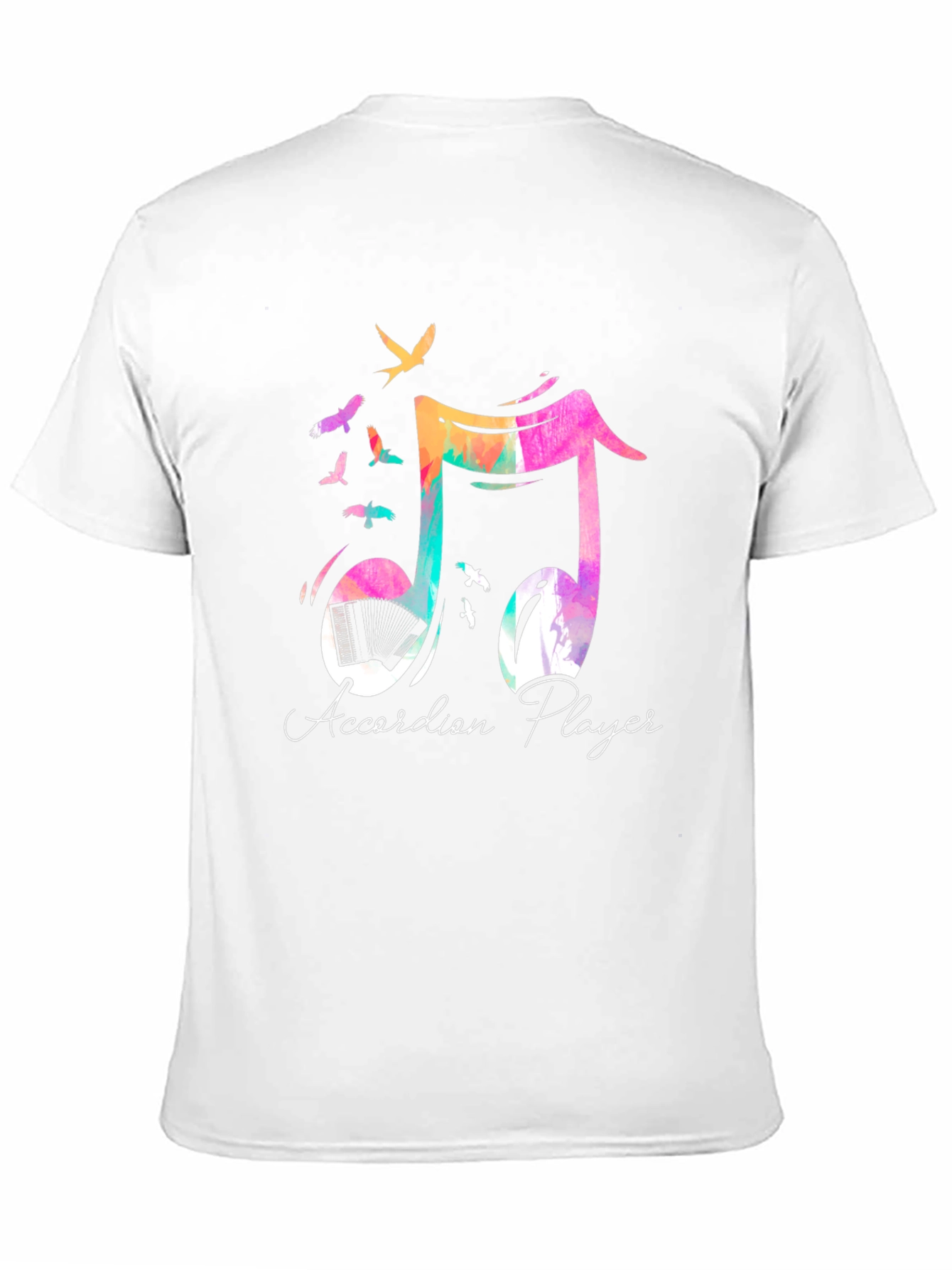 Black Accordion Player Musical Note Graphic Tee view 11