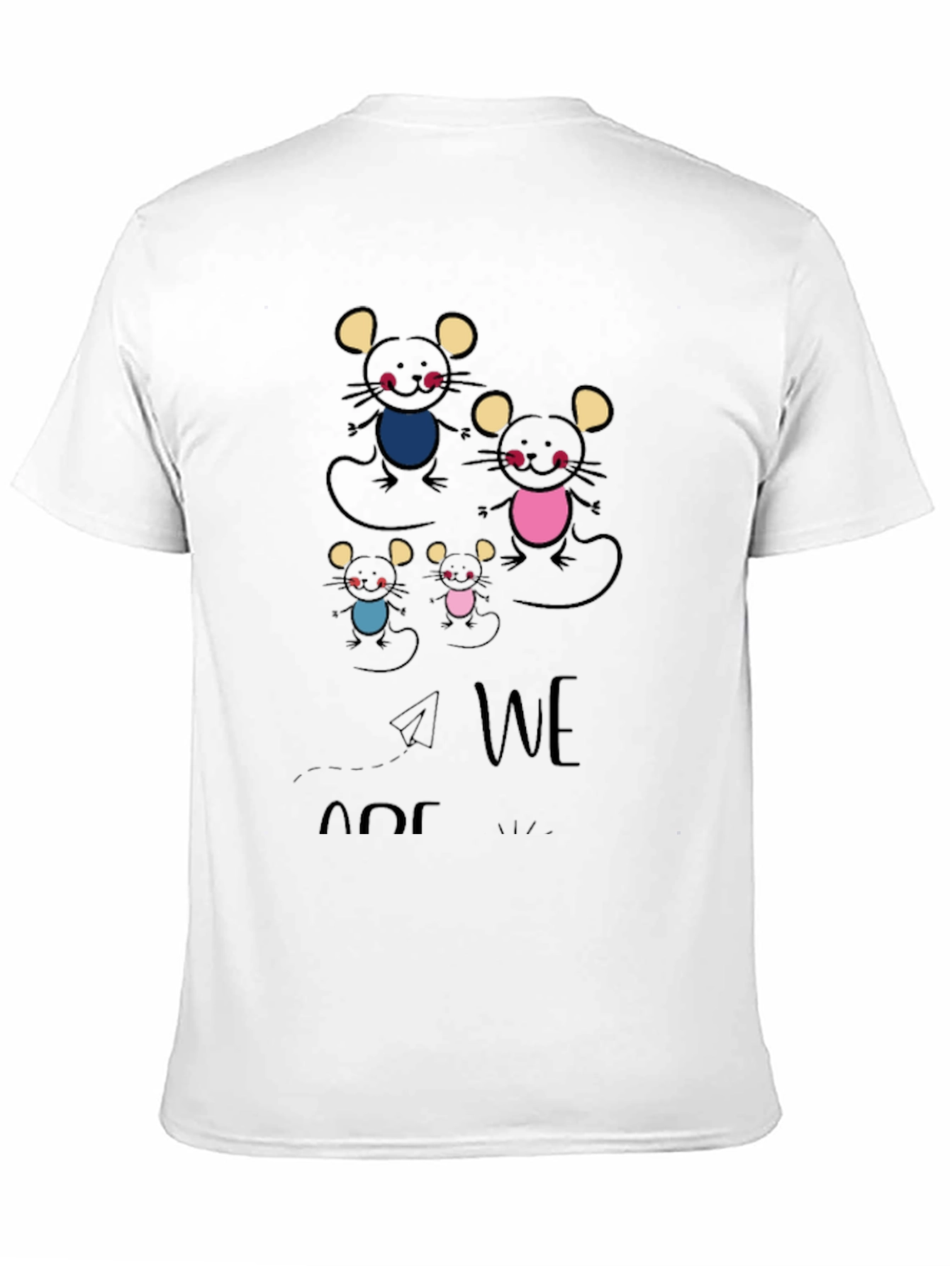 Black Cute Mouse Family Graphic Print T-Shirt view 11