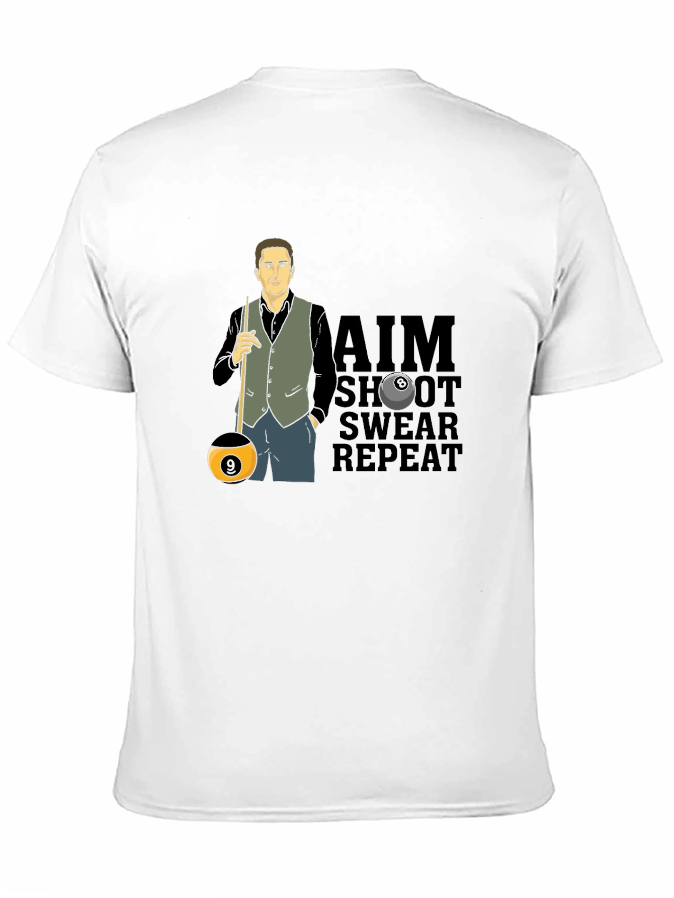 Black Pool Player Graphic Tee - Aim, Shoot, Swear, Repeat! view 11