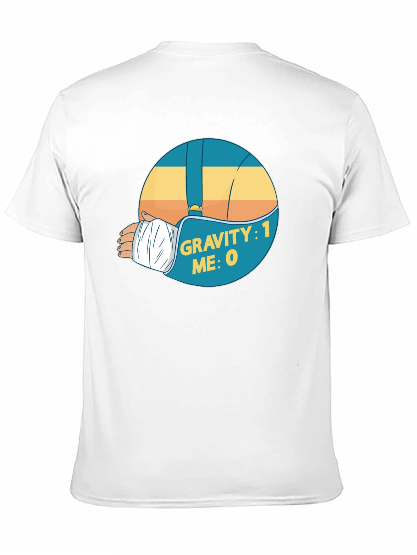 Black Gravity: 1 Me: 0 Funny Broken Arm T-Shirt view 11