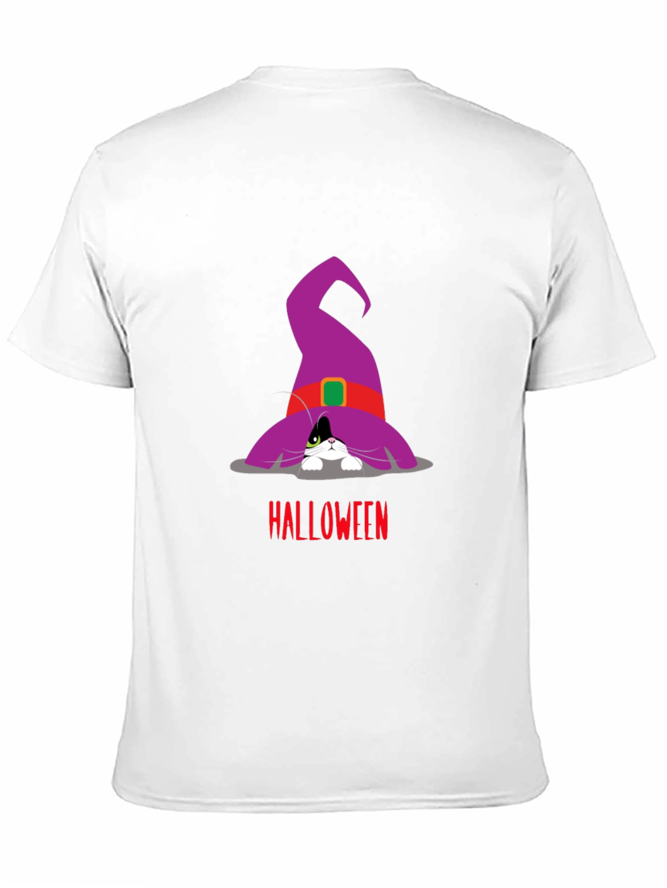 Black Halloween Cat in Witch Hat T-Shirt view 11