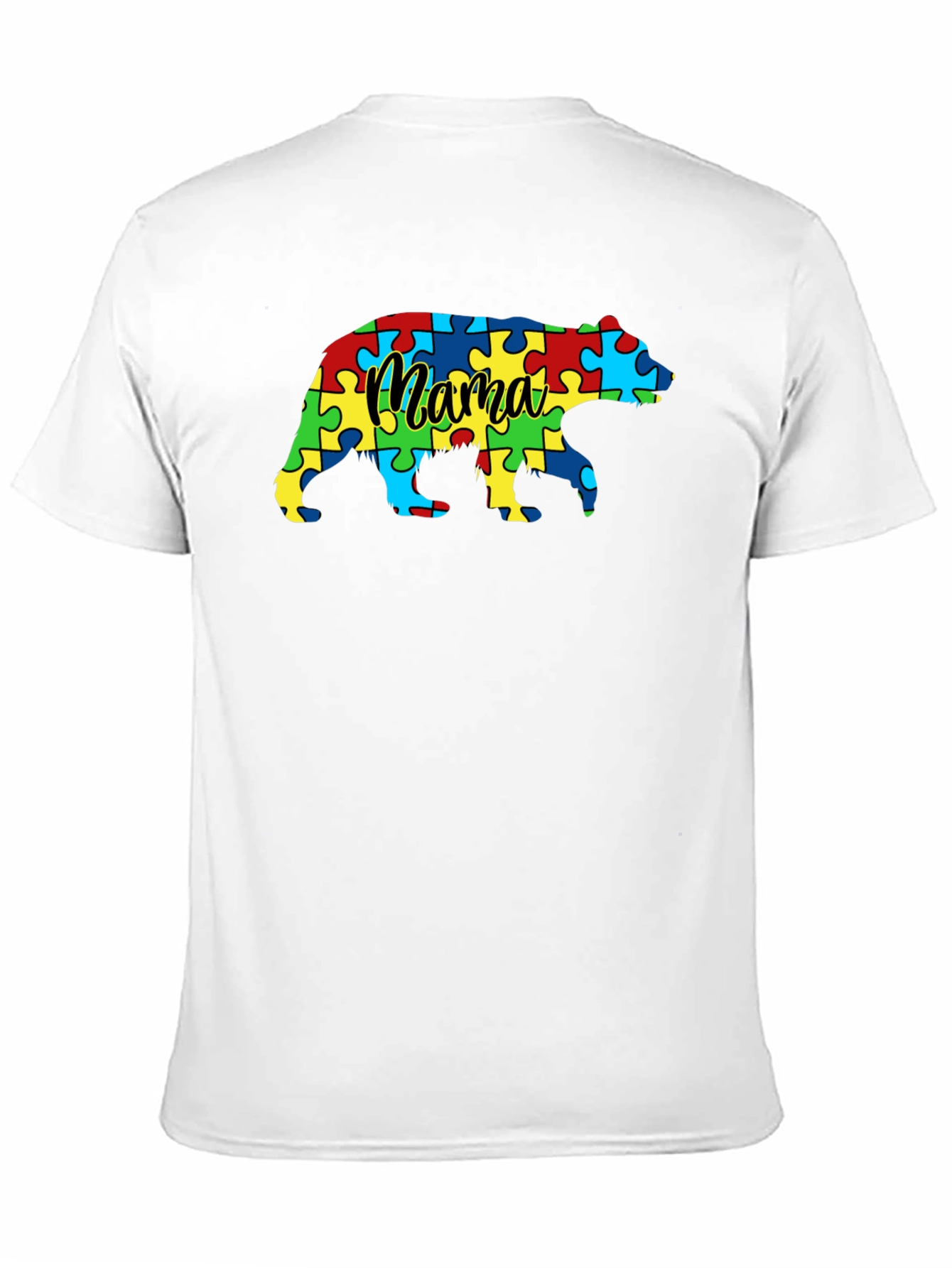 Black Mama Bear Autism Awareness Puzzle T-Shirt view 11