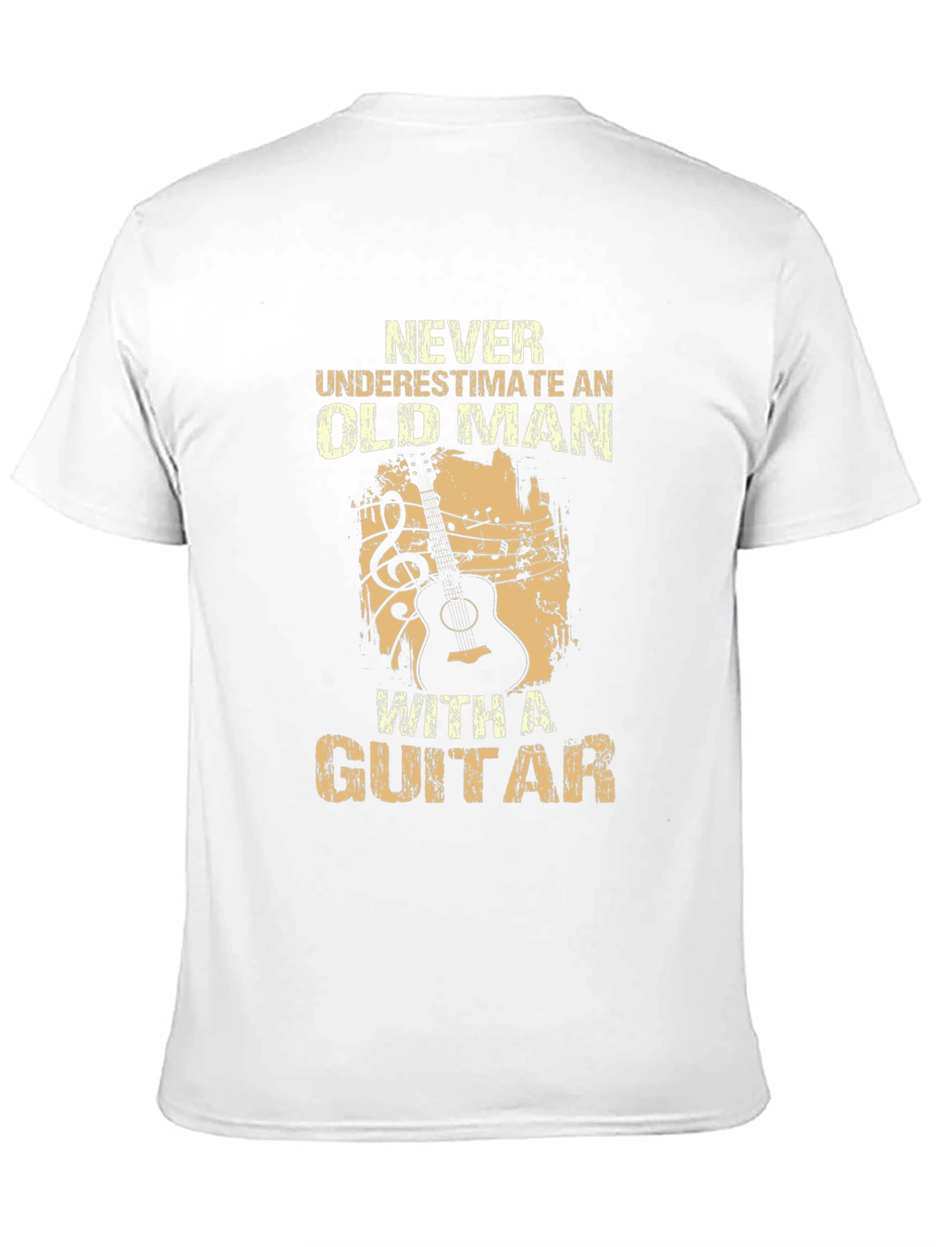 Black Never Underestimate Old Man Guitar T-Shirt view 11