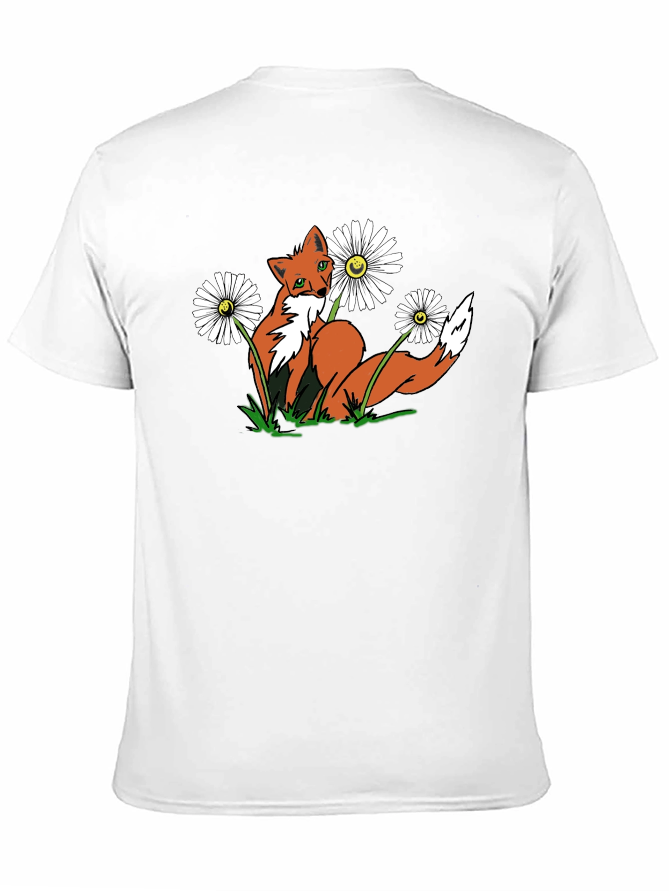 Black Fox and Flowers Graphic Tee -  Black T-Shirt view 11