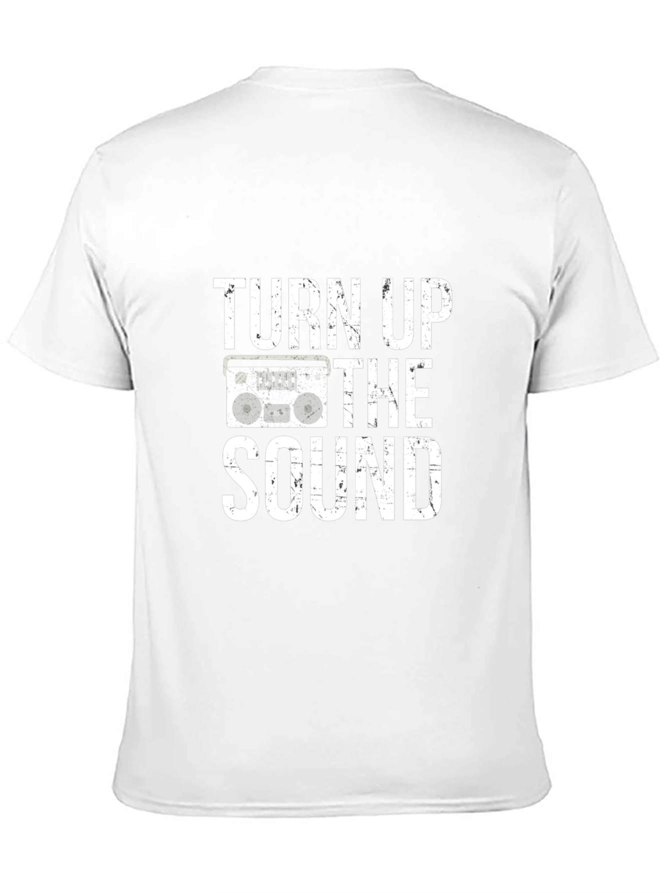 Black Turn Up the Sound Graphic Tee - Classic Boombox Design view 11