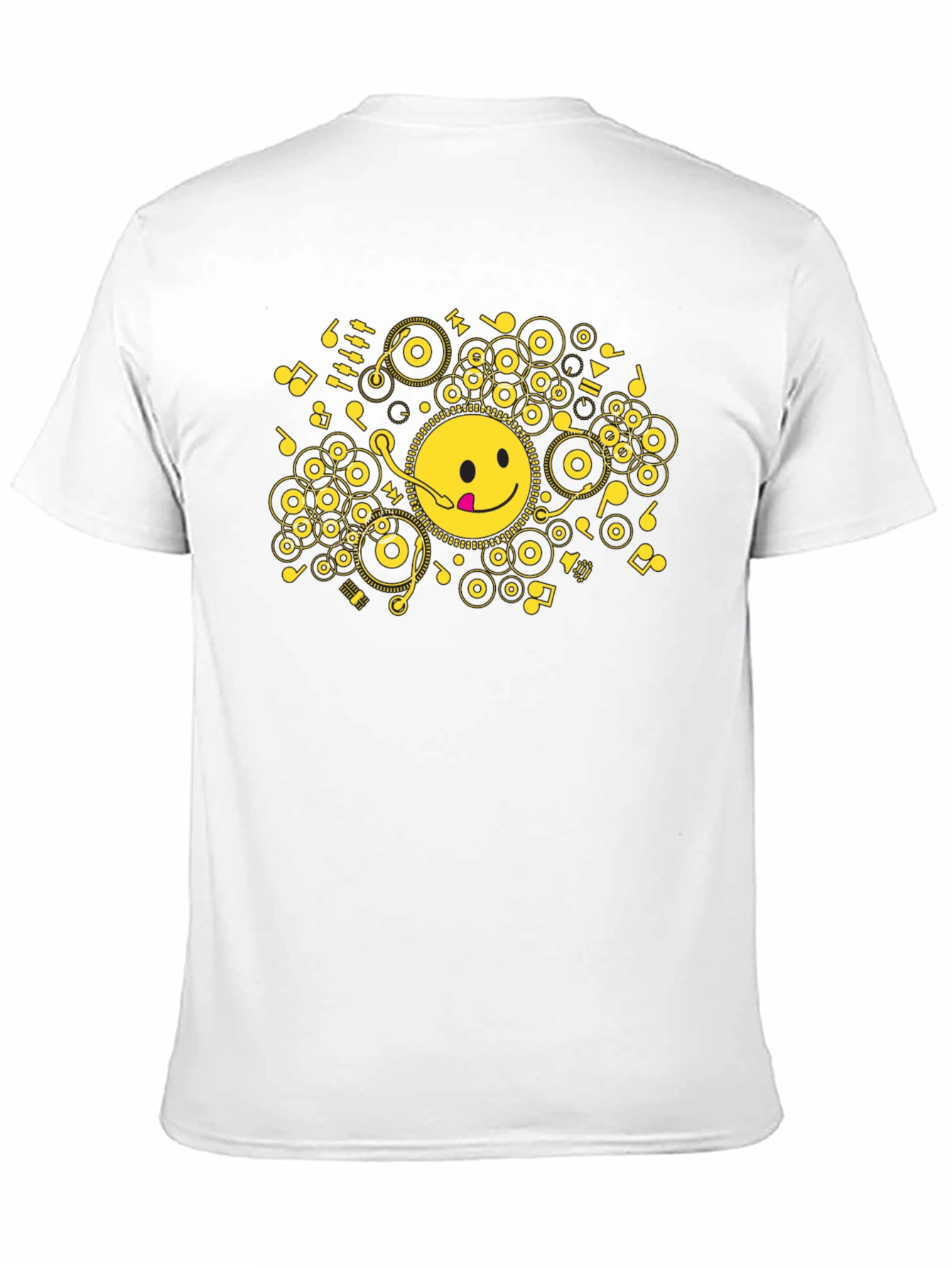 Black Smiley Face Music T-Shirt - Black Cotton Blend Tee view 11