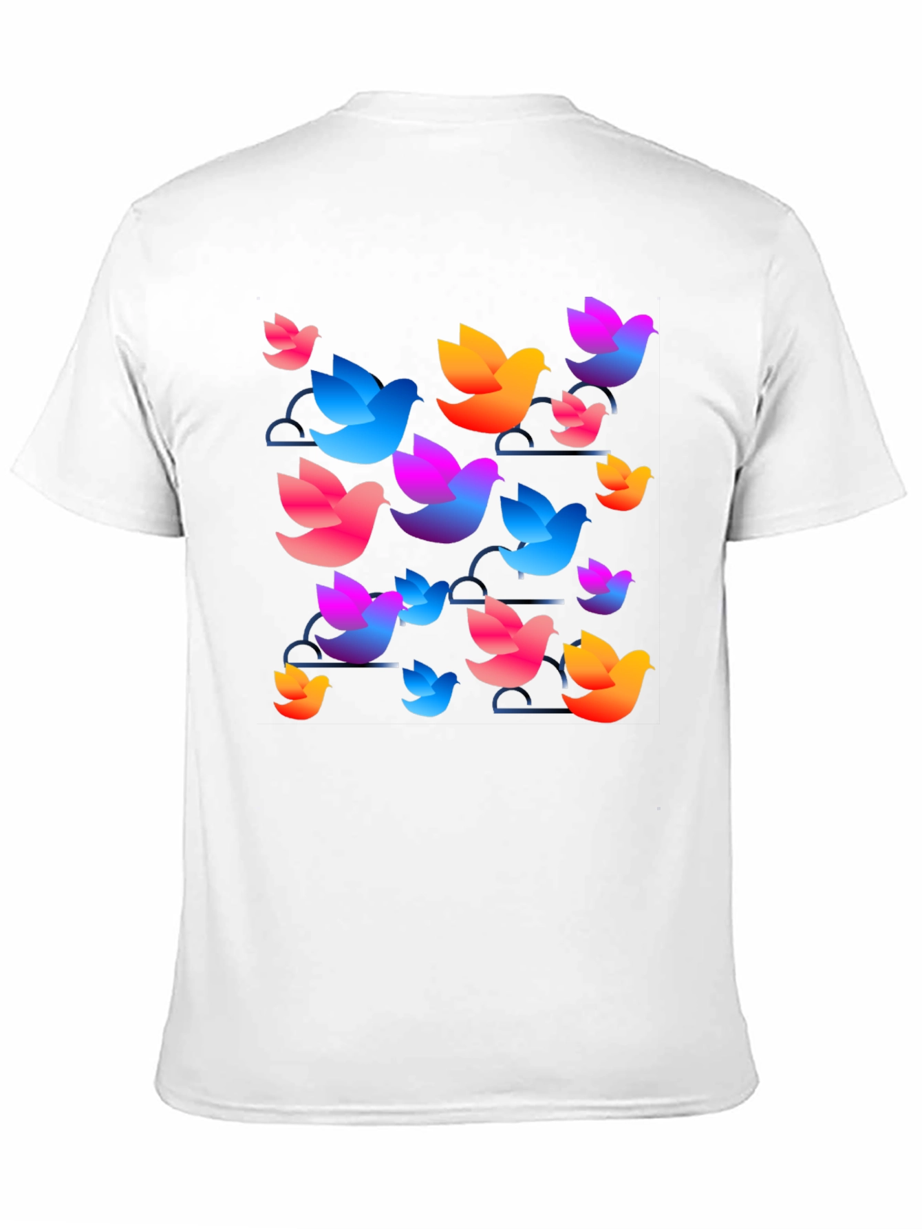 Black Vibrant Bird Print Crew Neck Tee - Casual Style view 11