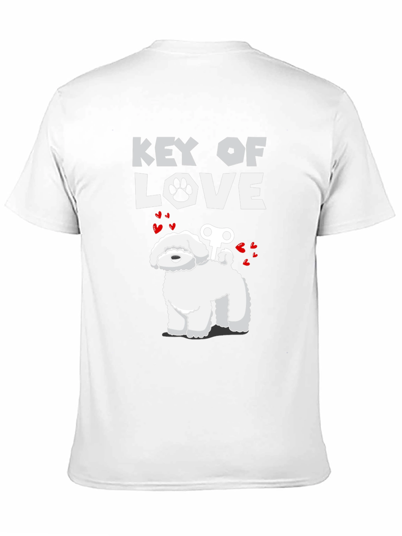 Black Key of Love Dog Graphic Tee - Novelty Dog Lover Shirt view 11
