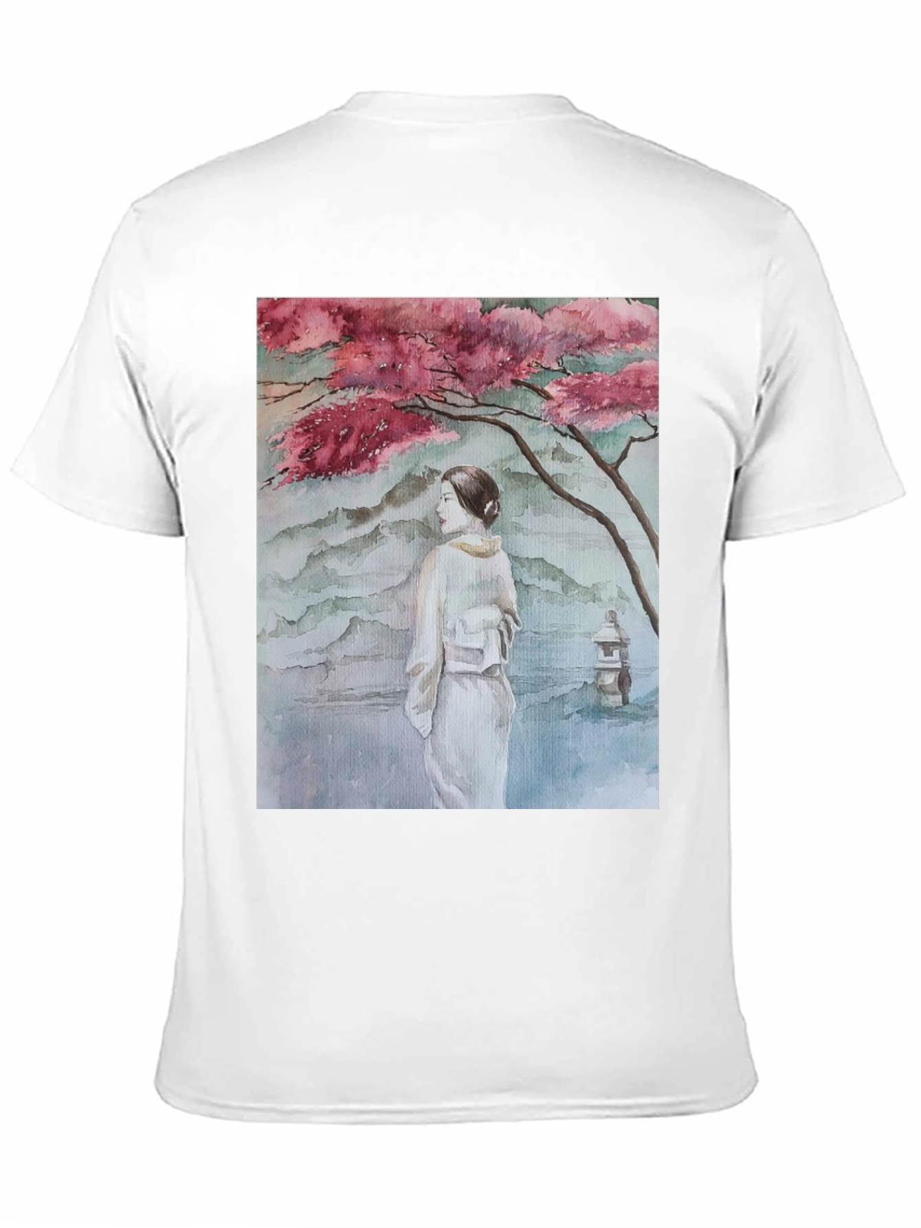 Black Watercolor Japanese Art Black T-Shirt view 11