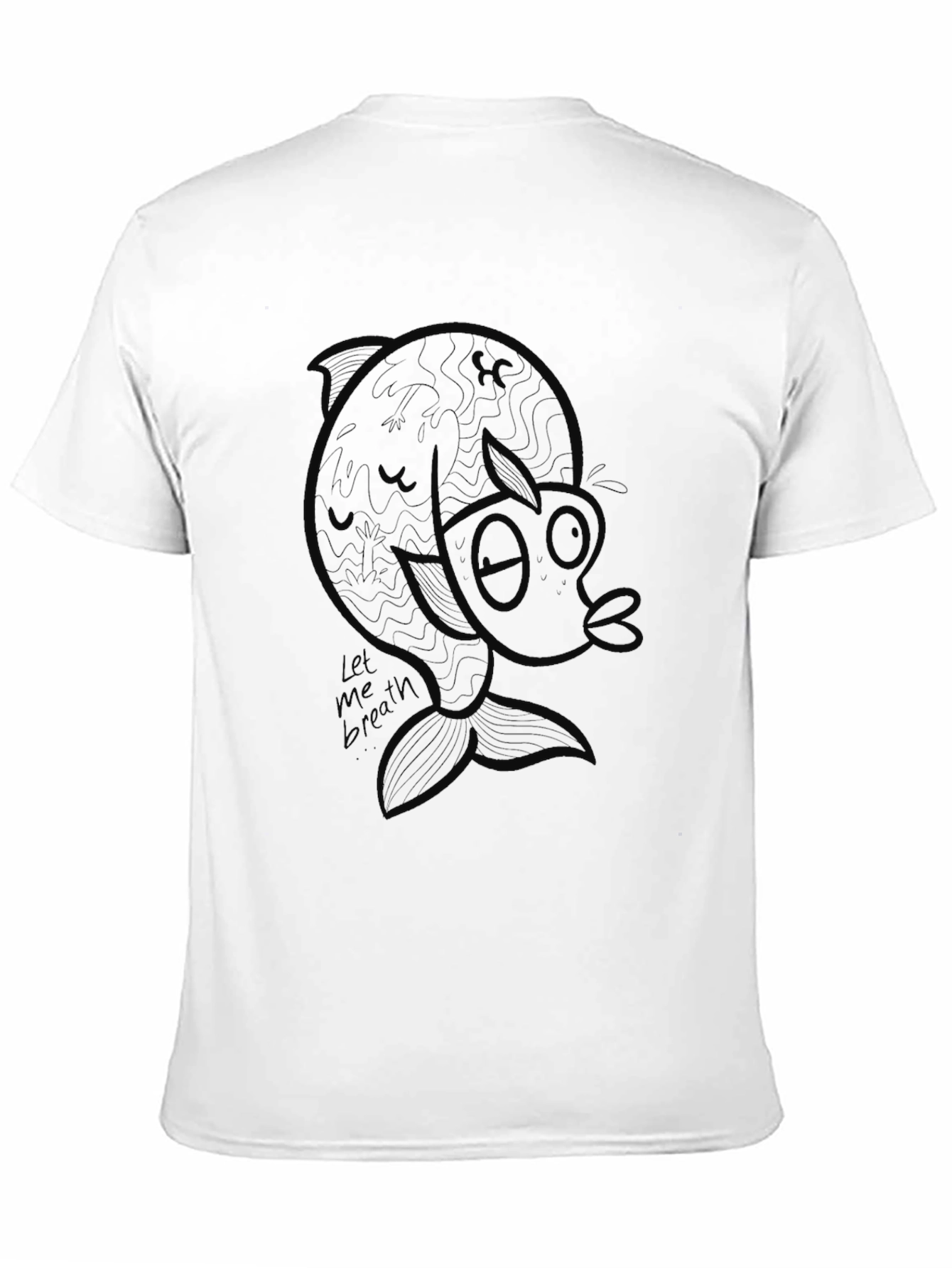 Black Unique Graphic Tee - Let Me Breath Fish Design view 11