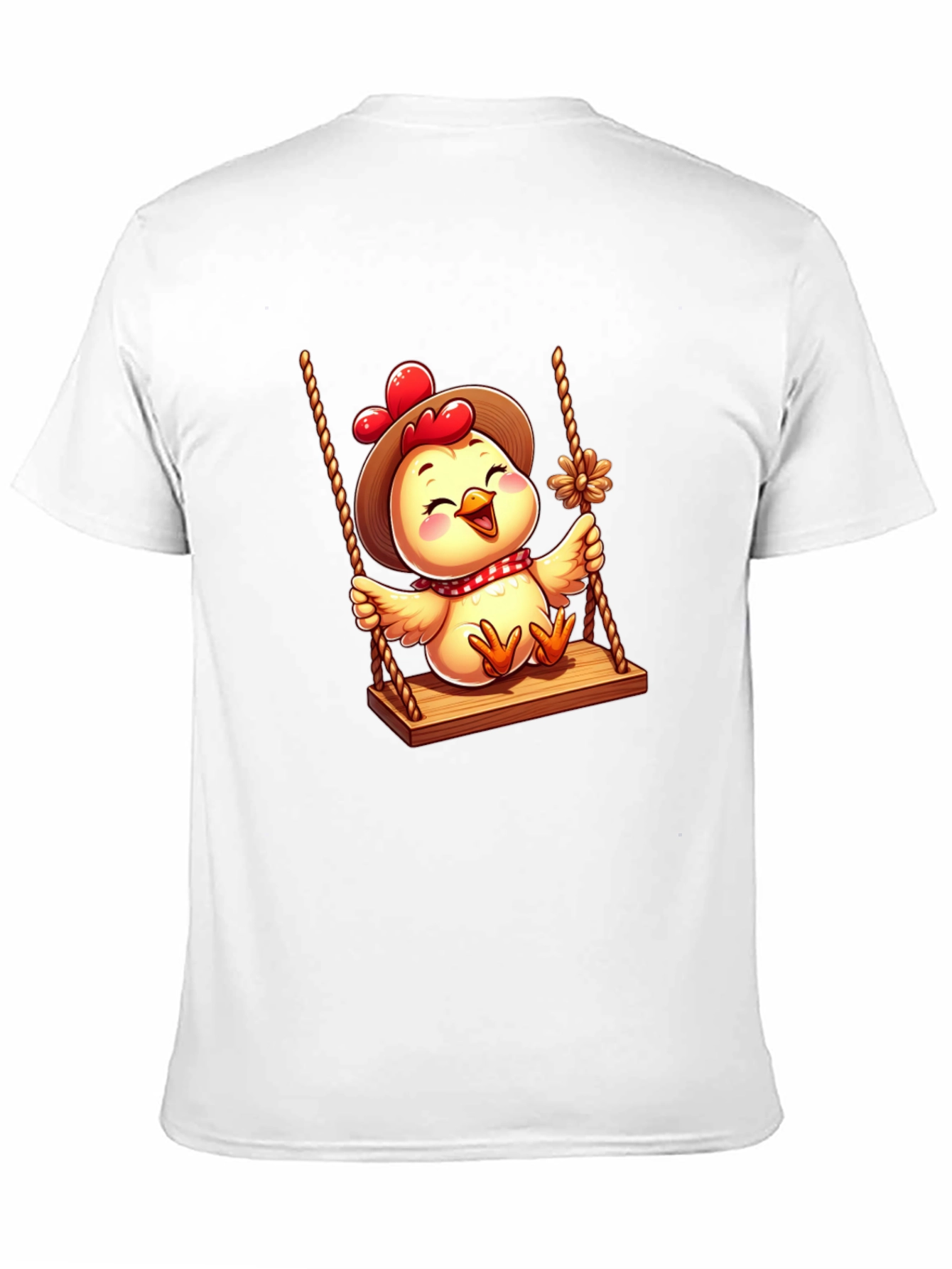 Black Cute Chicken on Swing Graphic Tee view 11