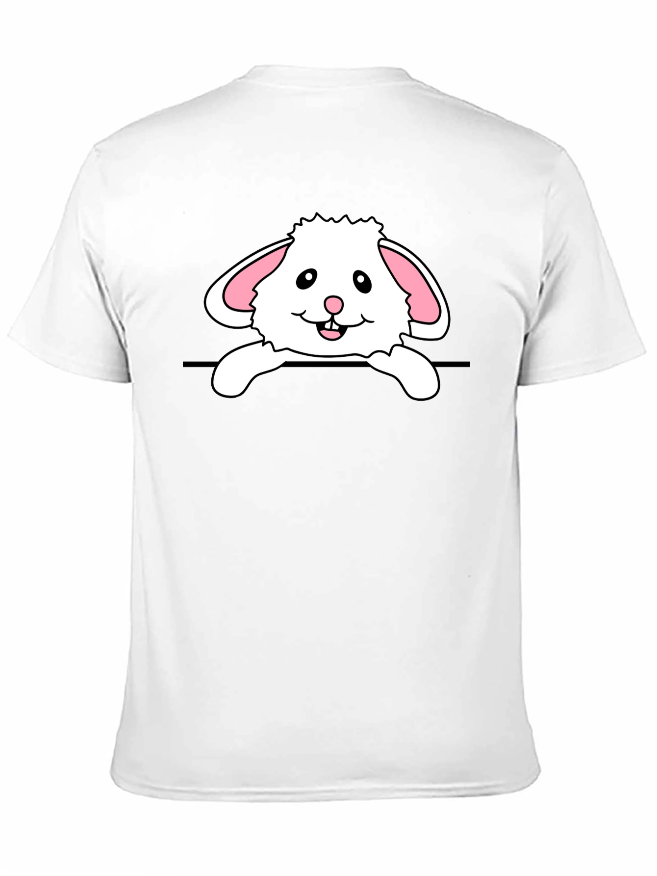 Black Cute Bunny Rabbit Graphic Black T-Shirt view 11