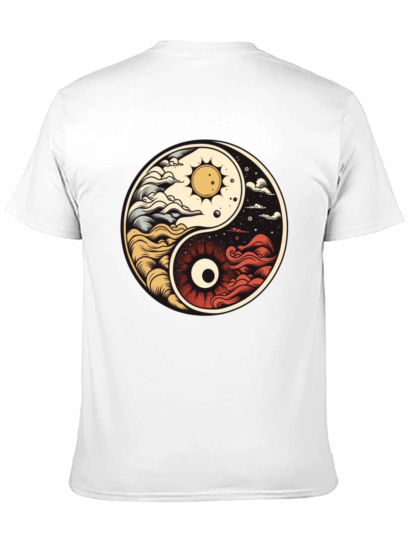 Black Yin Yang Celestial Balance T-Shirt view 11