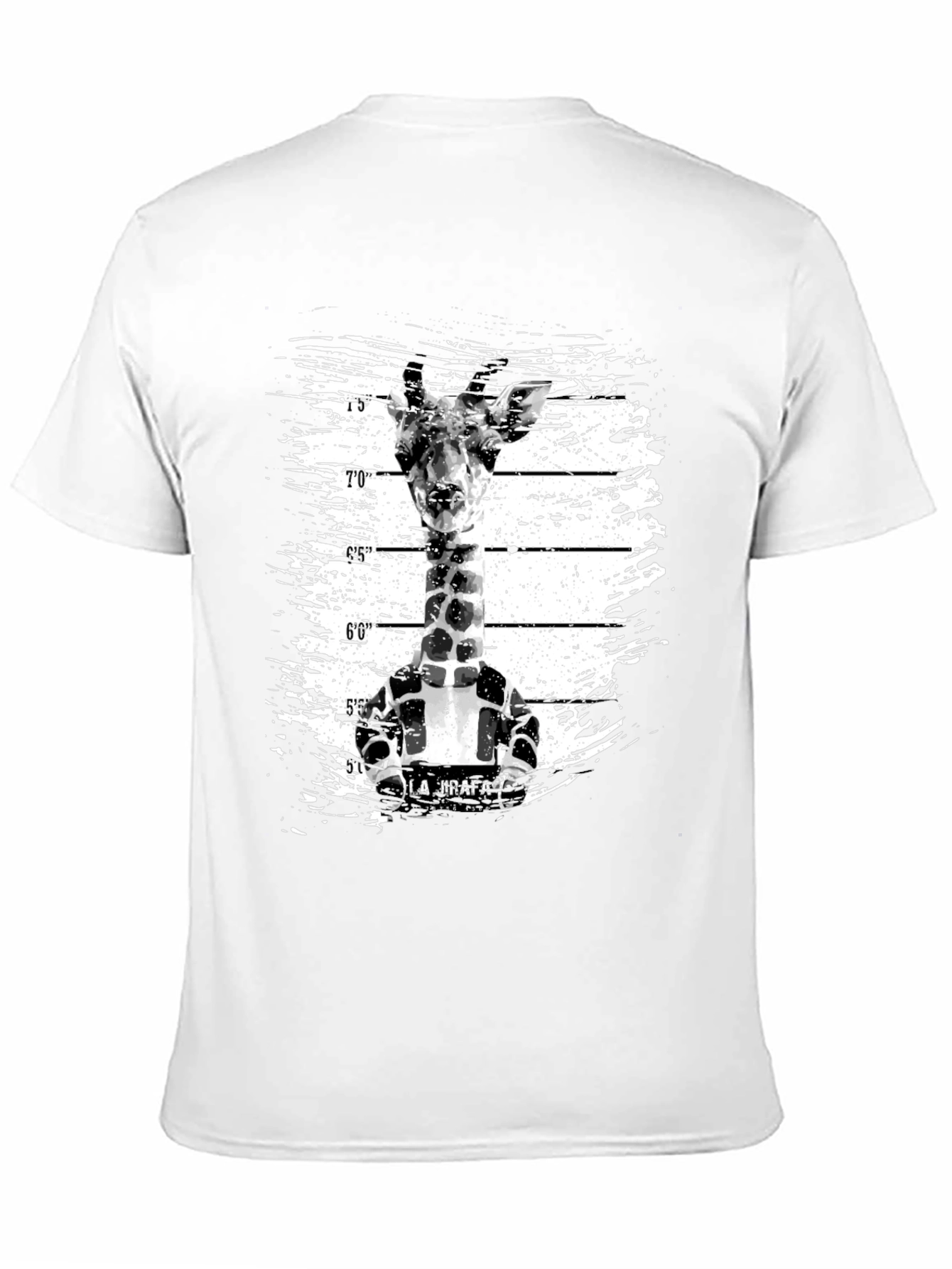 Black Funny Giraffe Mugshot Graphic Tee - Black view 11