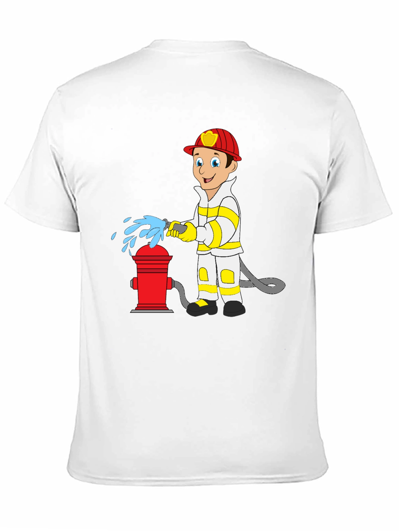 Black Cartoon Fireman T-Shirt - Fire Hydrant Fun! view 11