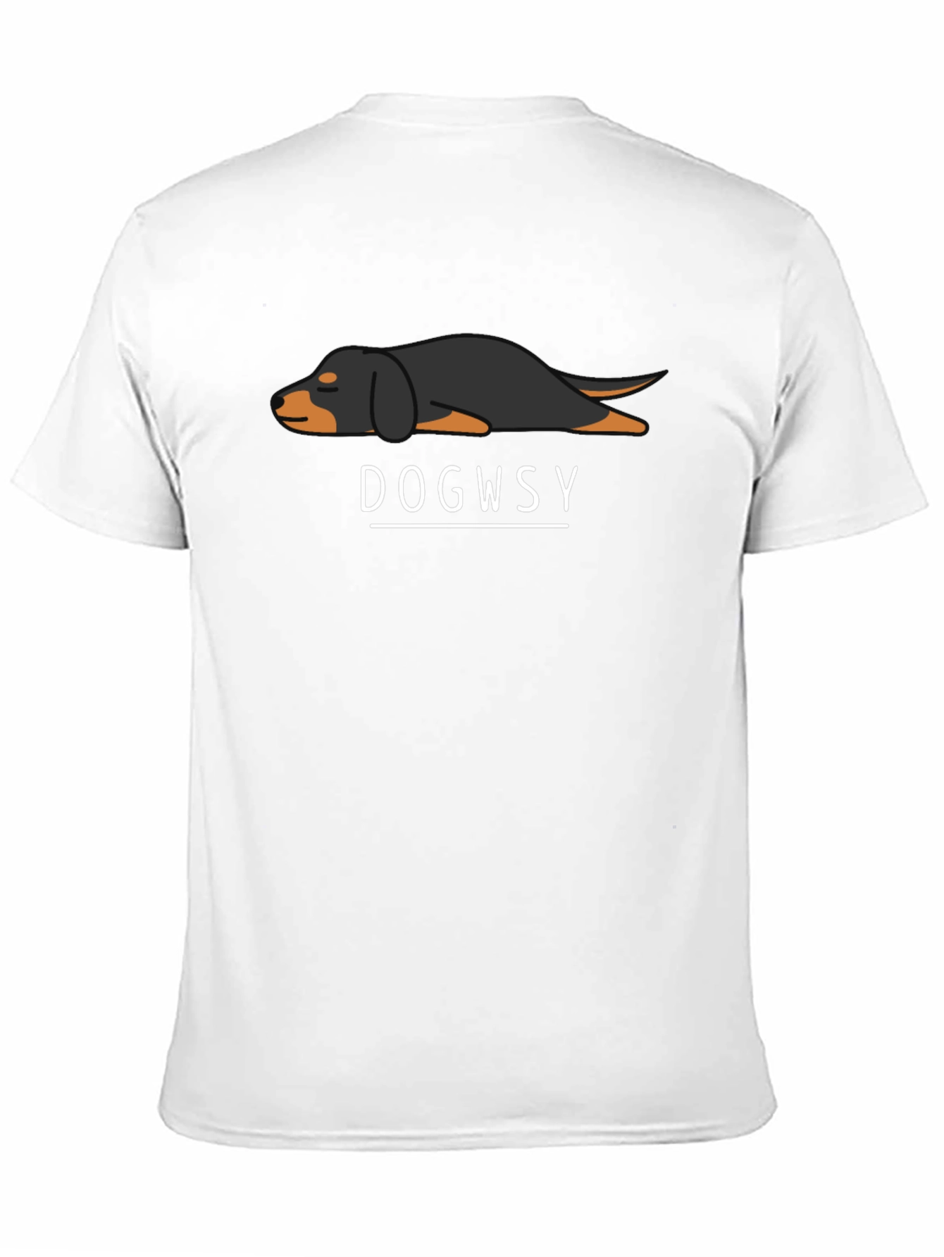 Black Dogwsy Lazy Dachshund Black T-Shirt view 11