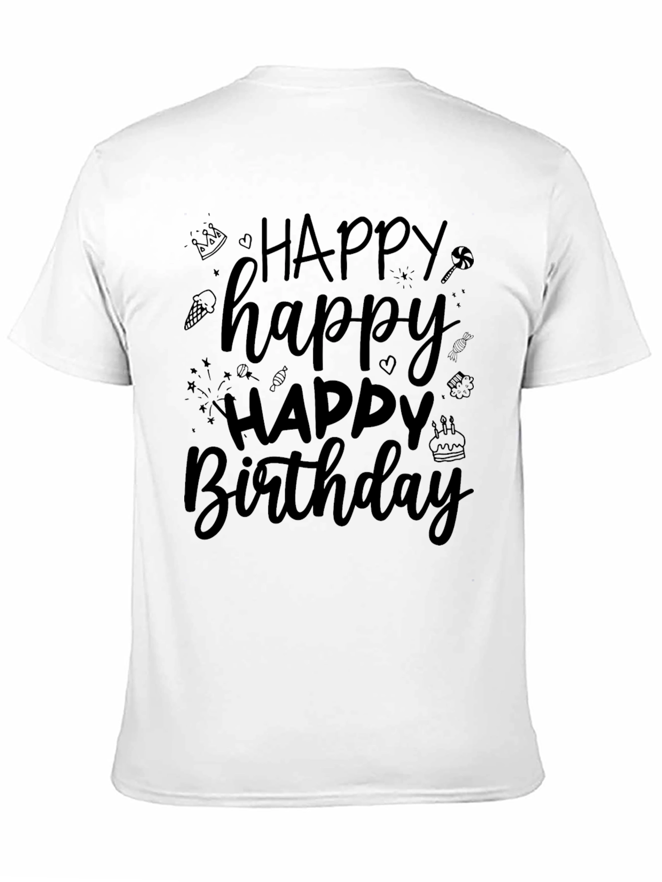 Happy Birthday T-Shirt - Black Crew Neck - 11