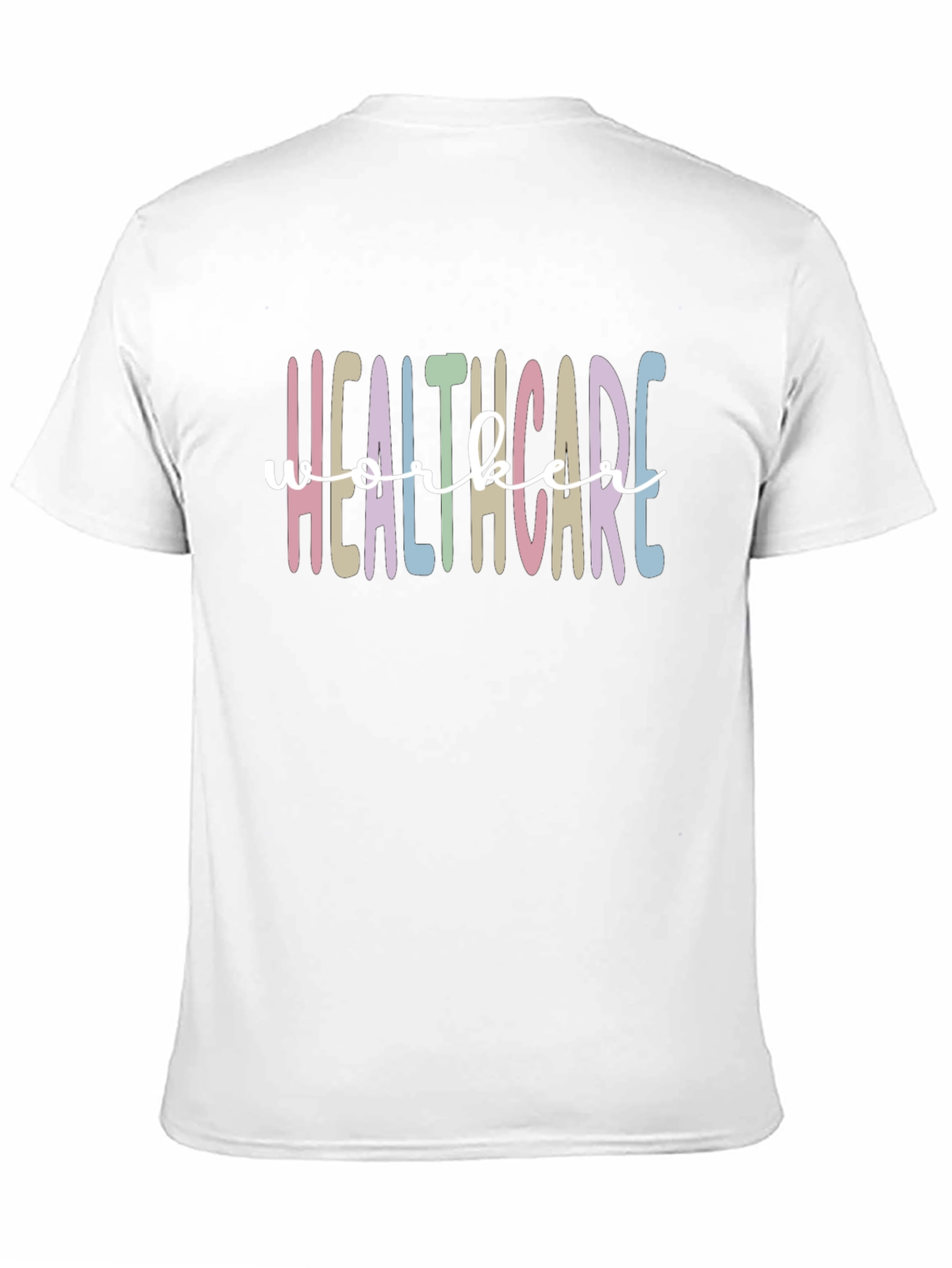 Black Healthcare Worker Tee - Pastel Rainbow view 11