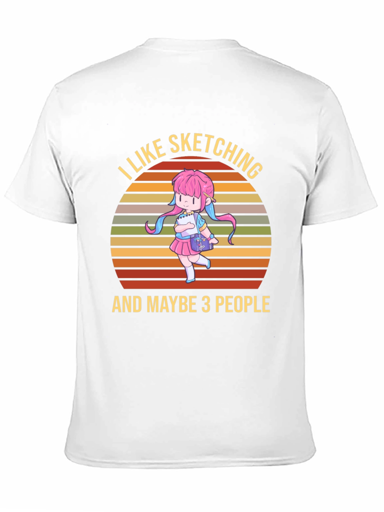 Black I Like Sketching & Maybe 3 People Black T-Shirt view 11