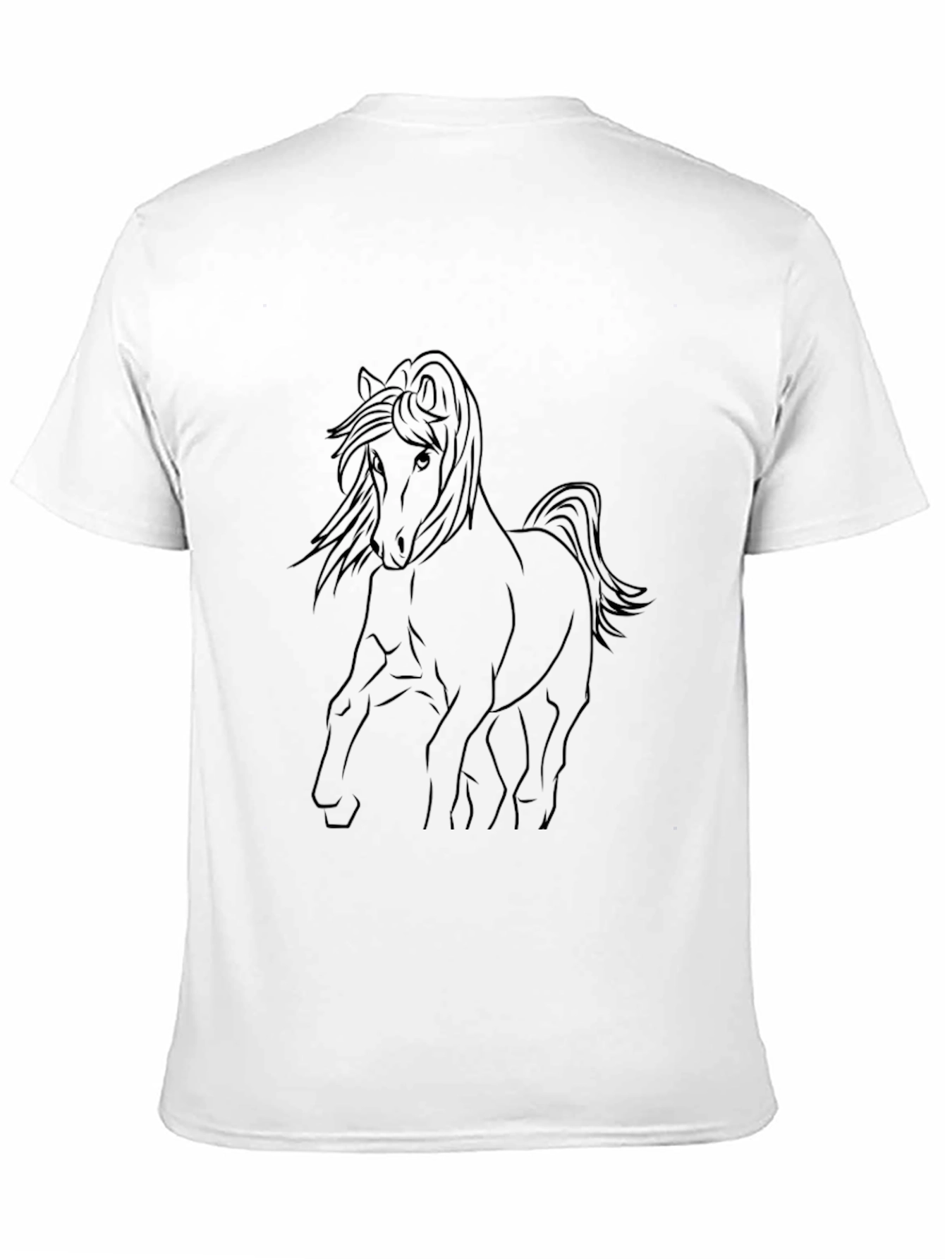 Black Black Horse Line Art T-Shirt view 11