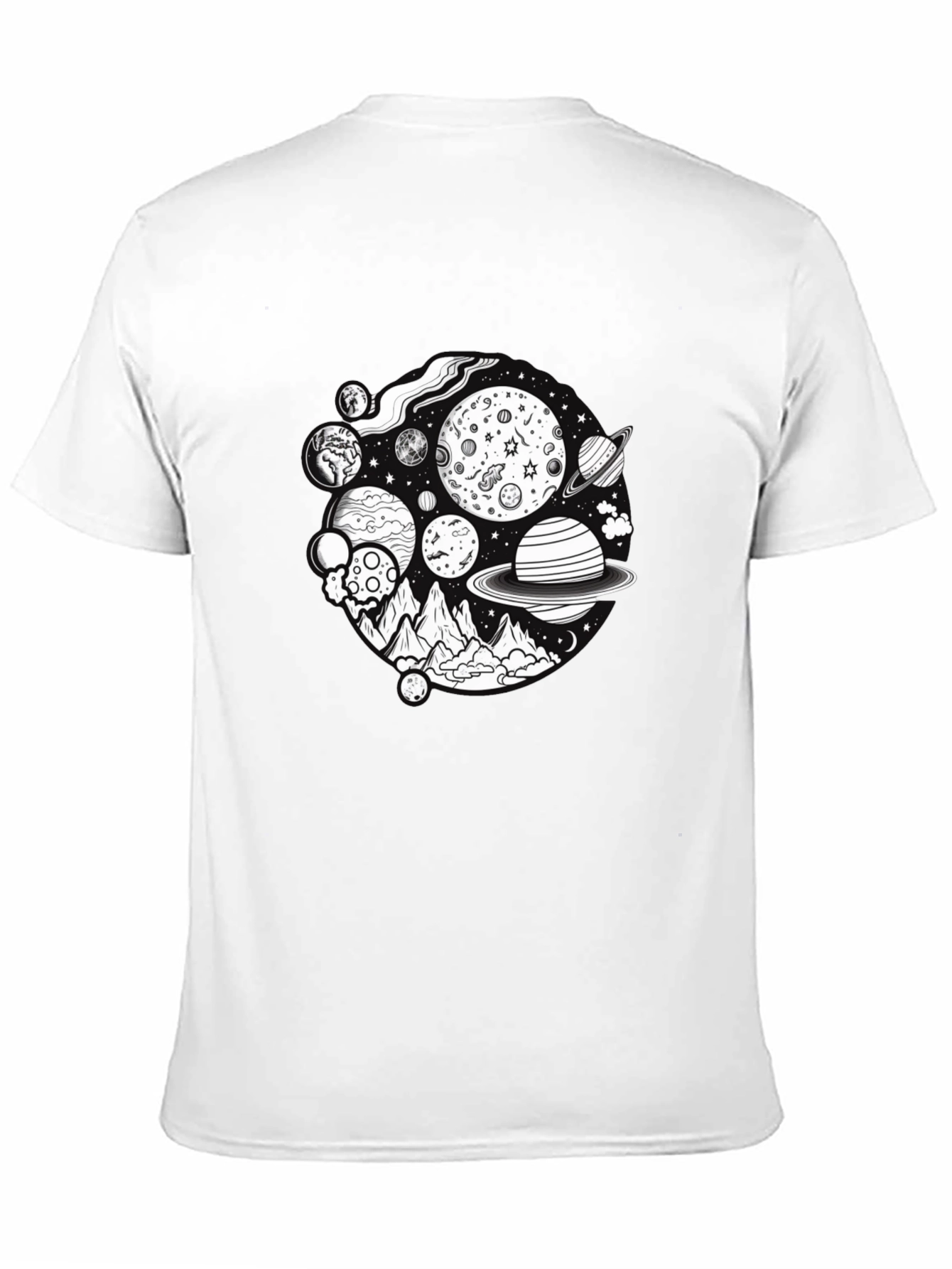 Black Cosmic Mountain Graphic Tee - Black Cotton Blend view 11