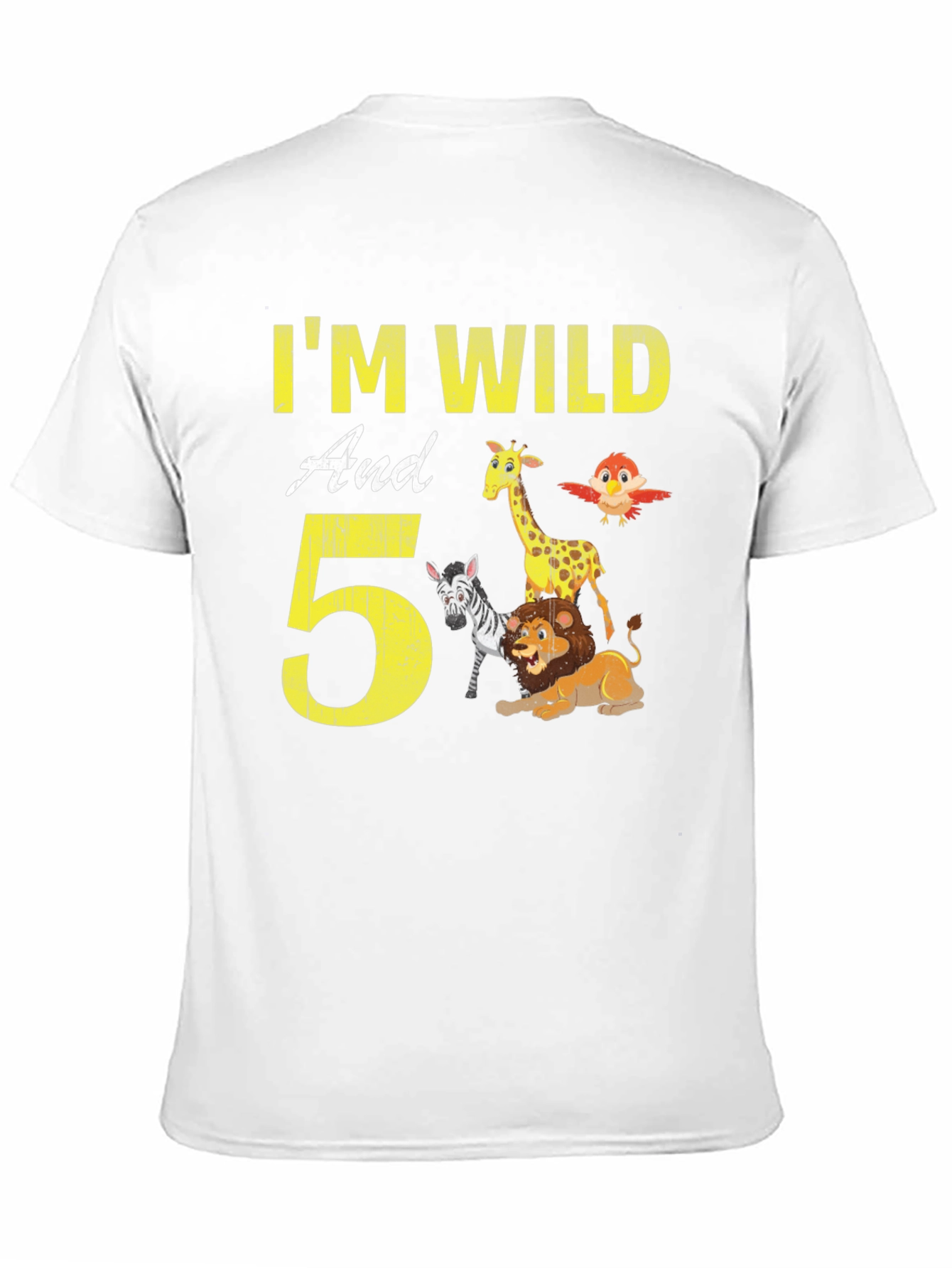 Black I'm Wild And 5! Birthday Animals Kids T-Shirt view 11