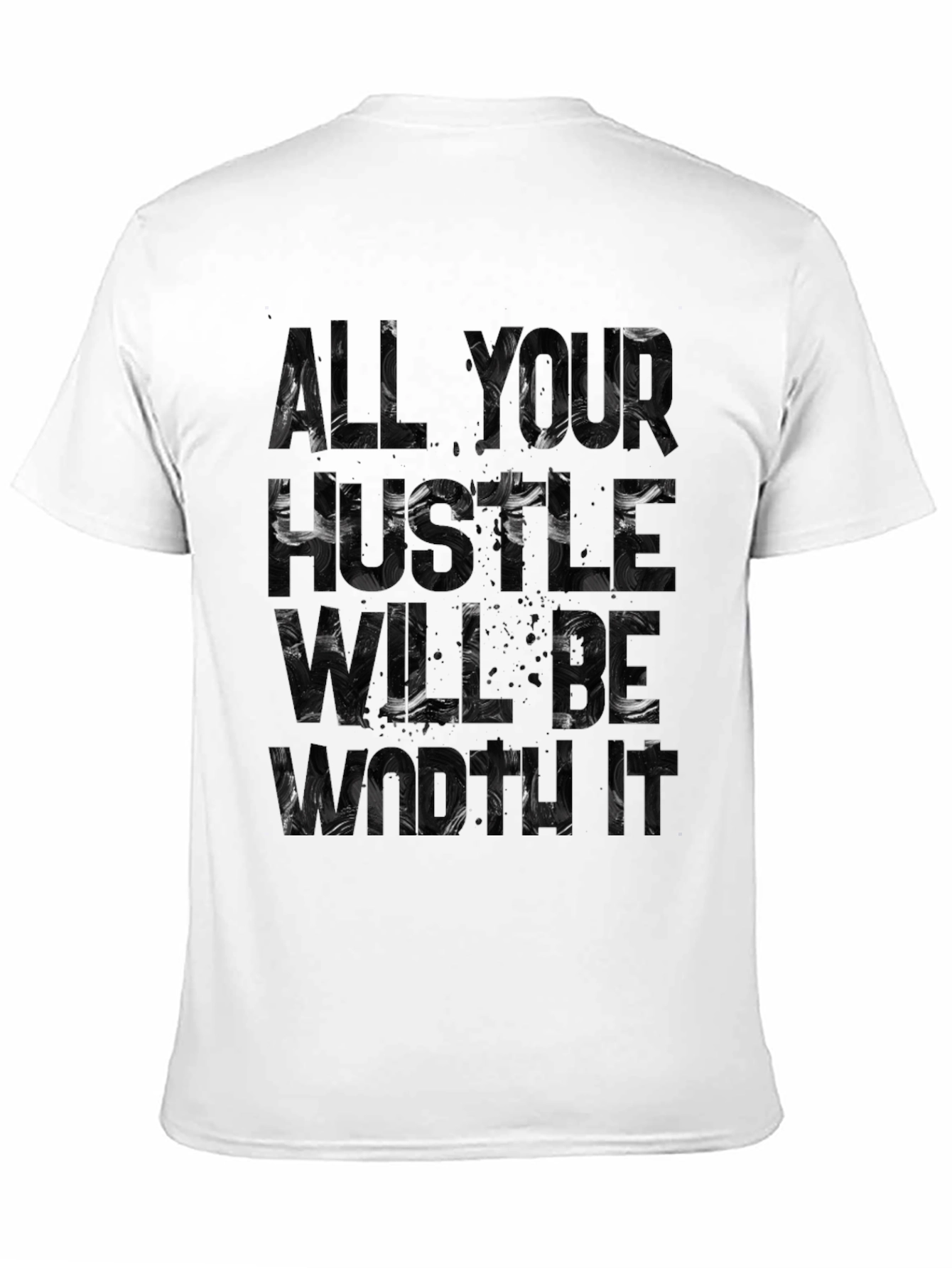 Black Abstract Word Art Graphic Tee - Black Cotton T-Shirt view 11