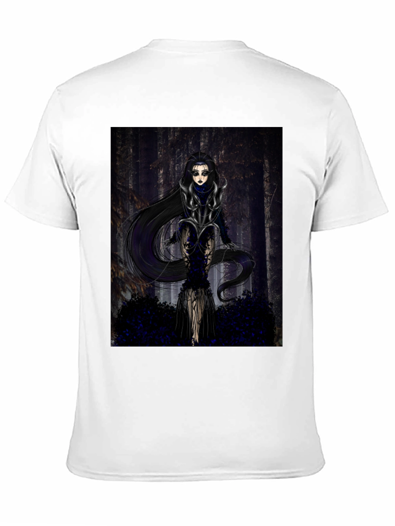 Black Gothic Forest Woman Graphic Print T-Shirt view 11