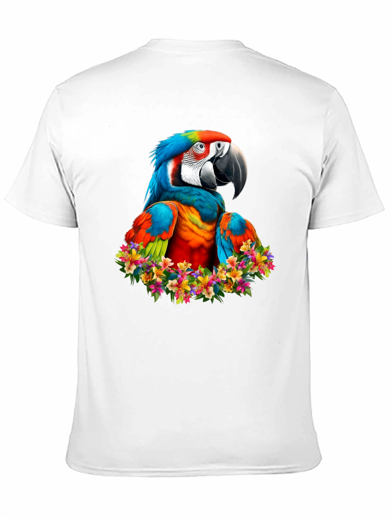 Black Macaw Parrot Floral Wreath Graphic T-Shirt view 11