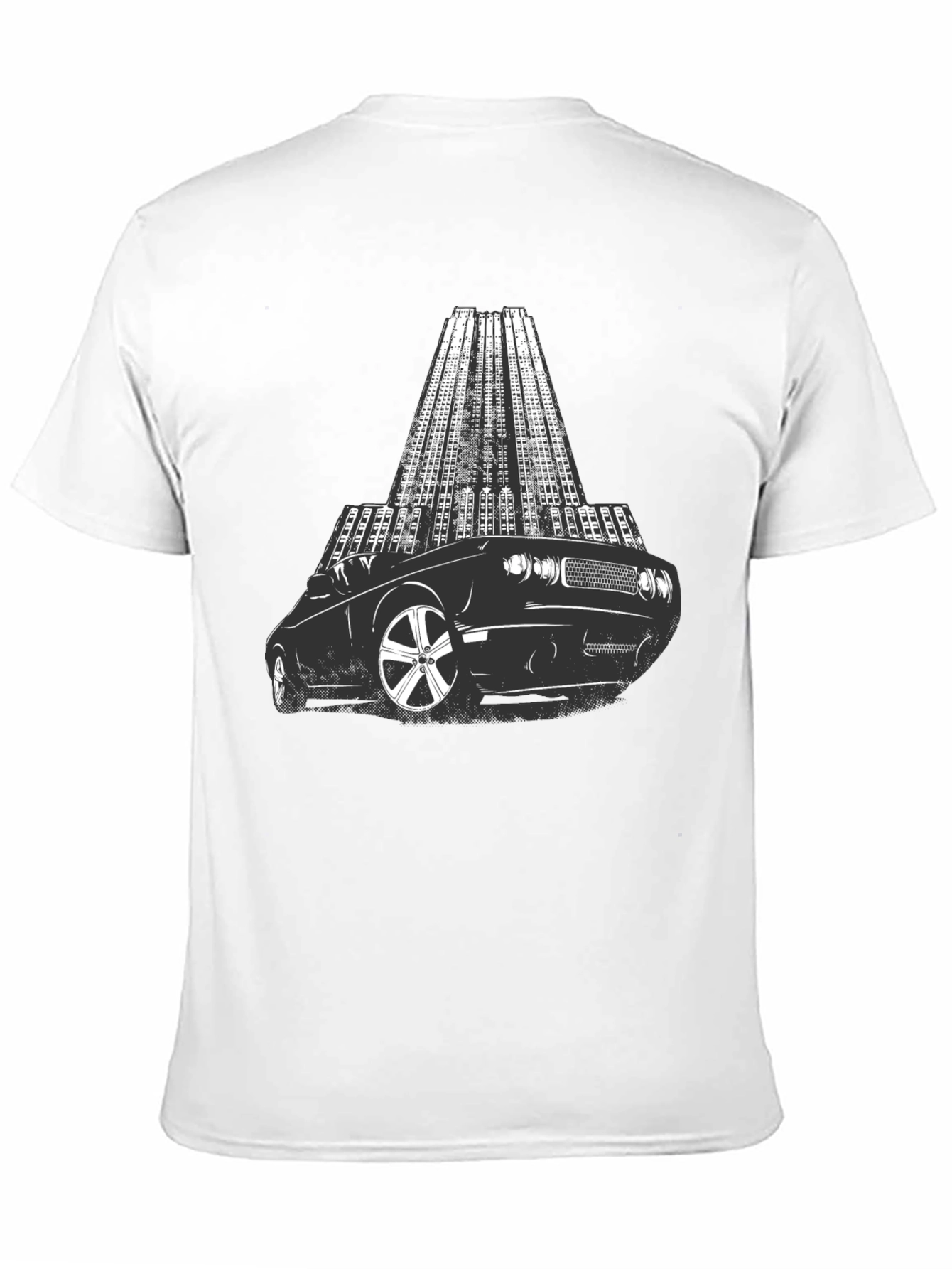 Black Retro Car & Cityscape Graphic Tee - Cool Black T-Shirt view 11