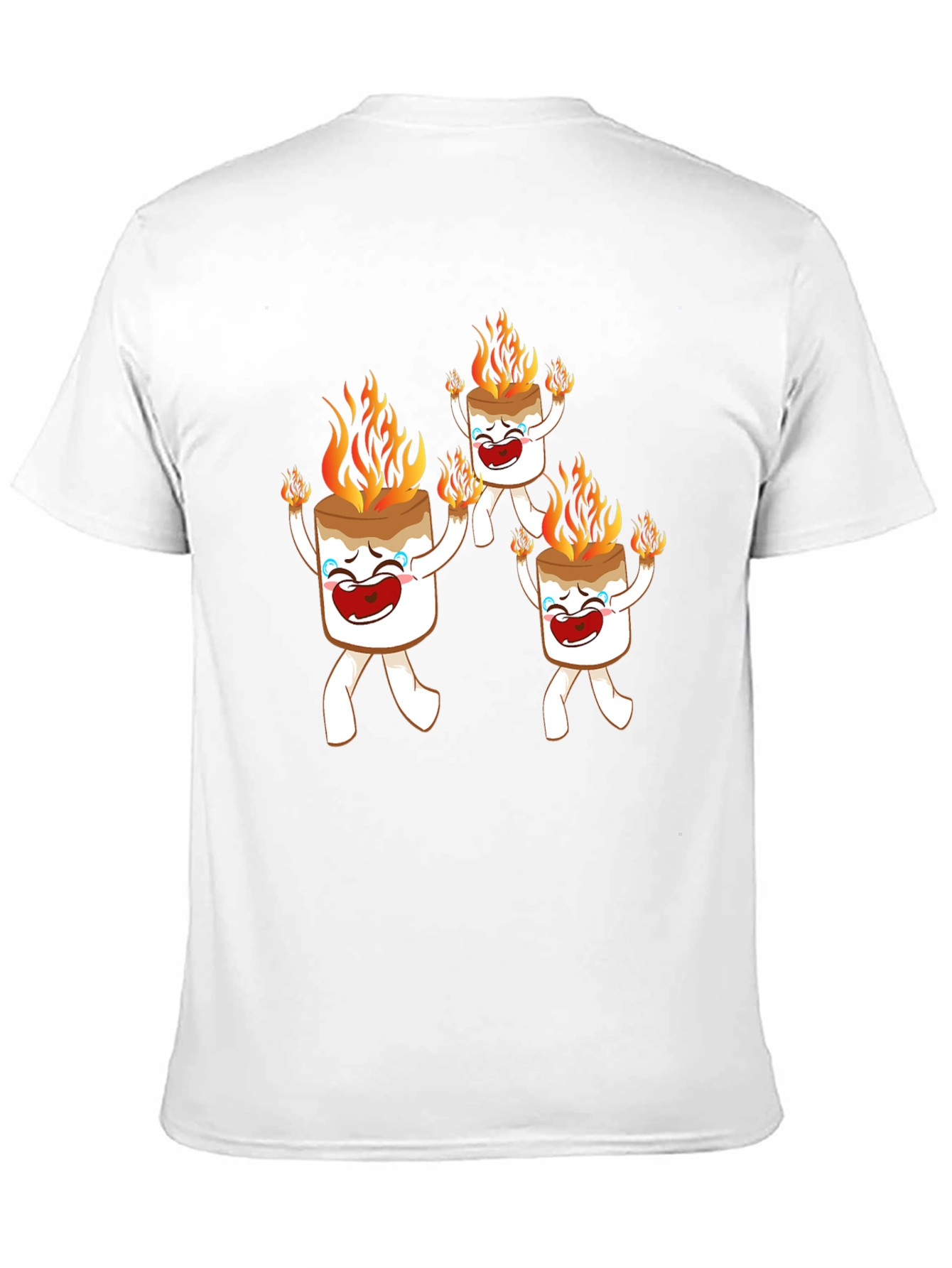 Black Funny Marshmallow On Fire Graphic Tee view 11