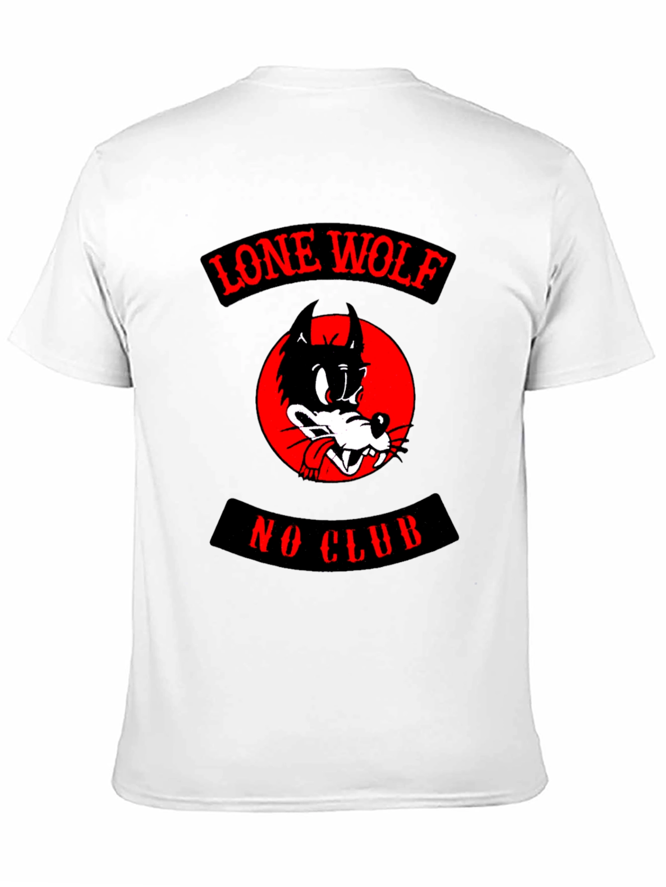 Black Lone Wolf No Club T-Shirt - Black Cotton Tee view 11