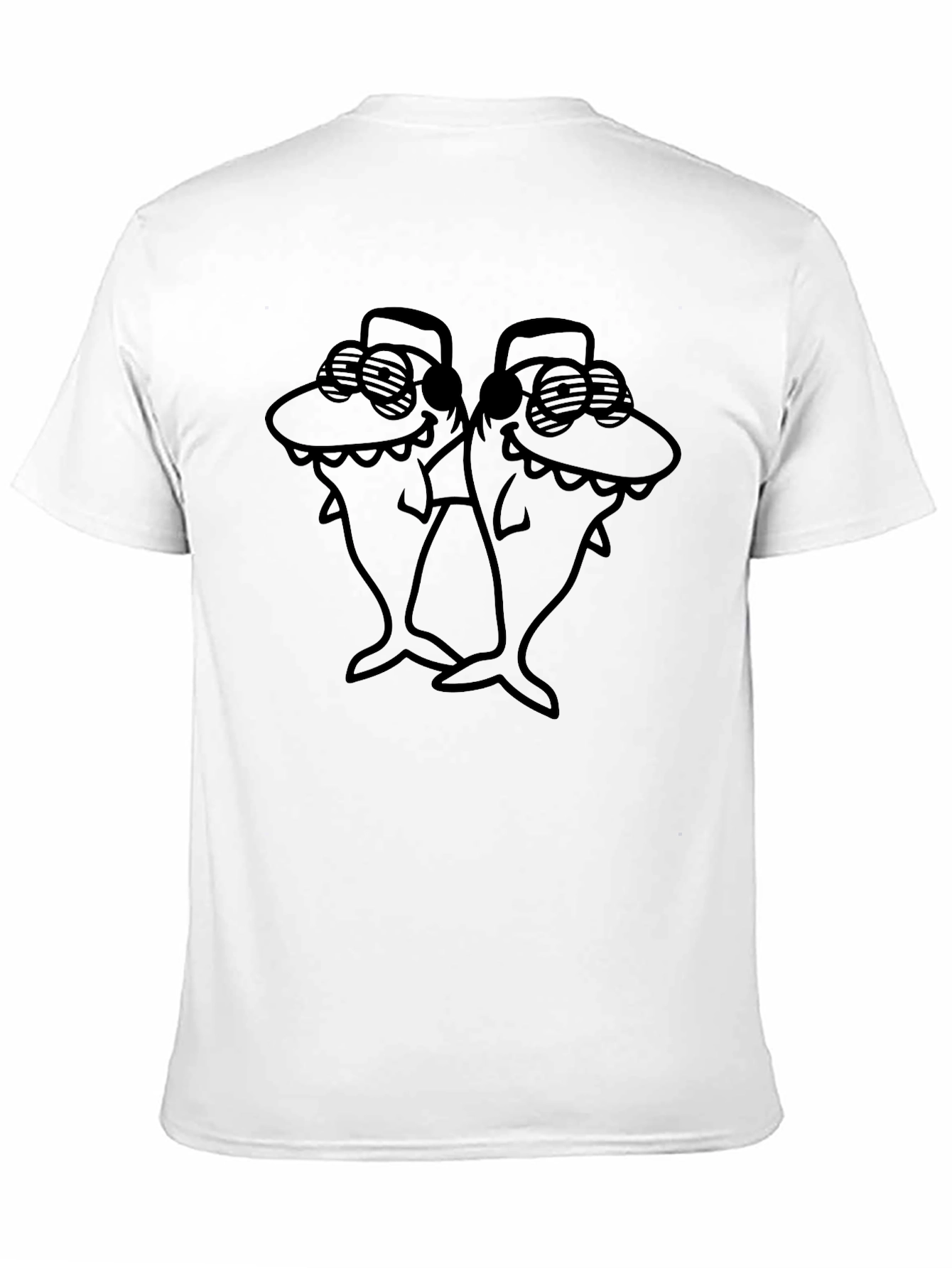 Black Cool Shark Duo Black T-Shirt view 11