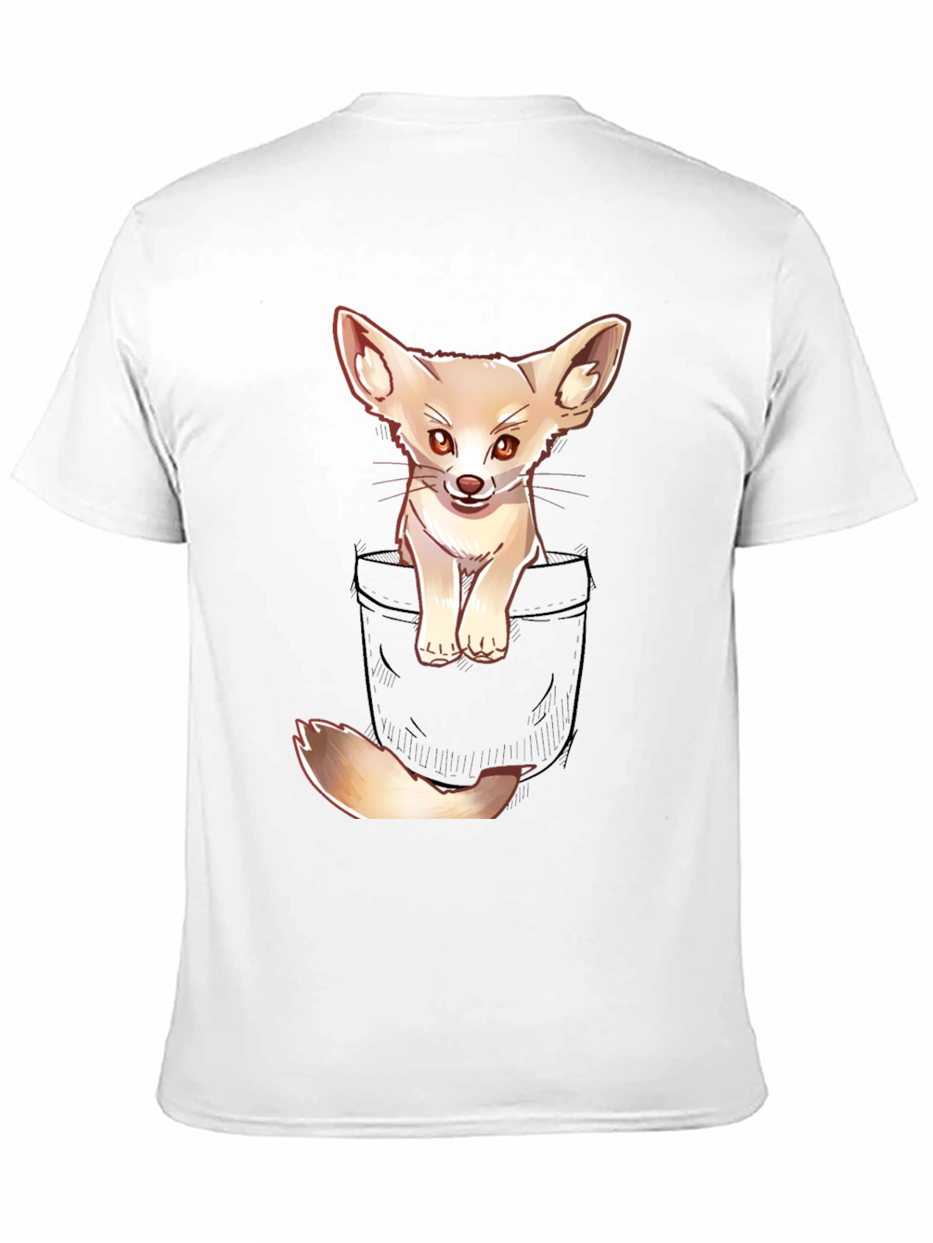 Black Cute Fennec Fox Pocket T-Shirt view 11